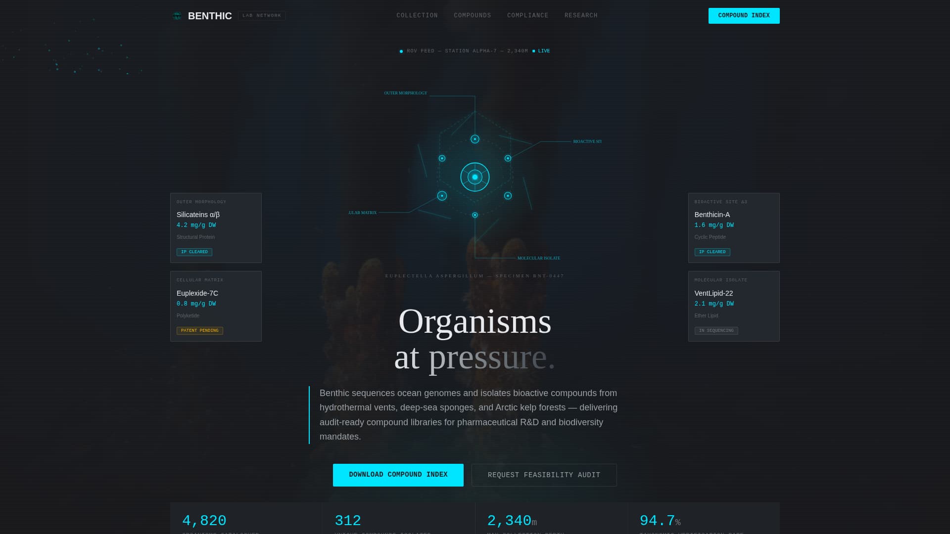 Benthic - Verified Marinebiotechnology Landing Page Template