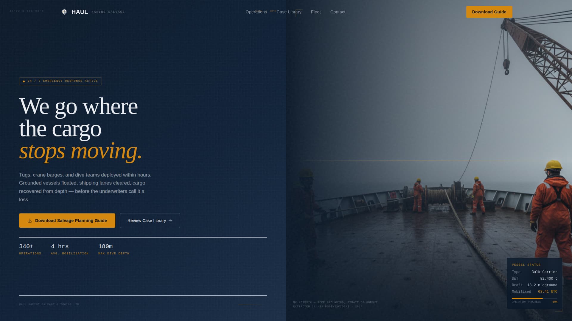 Haul - Authoritative Salvage Landing Page Template
