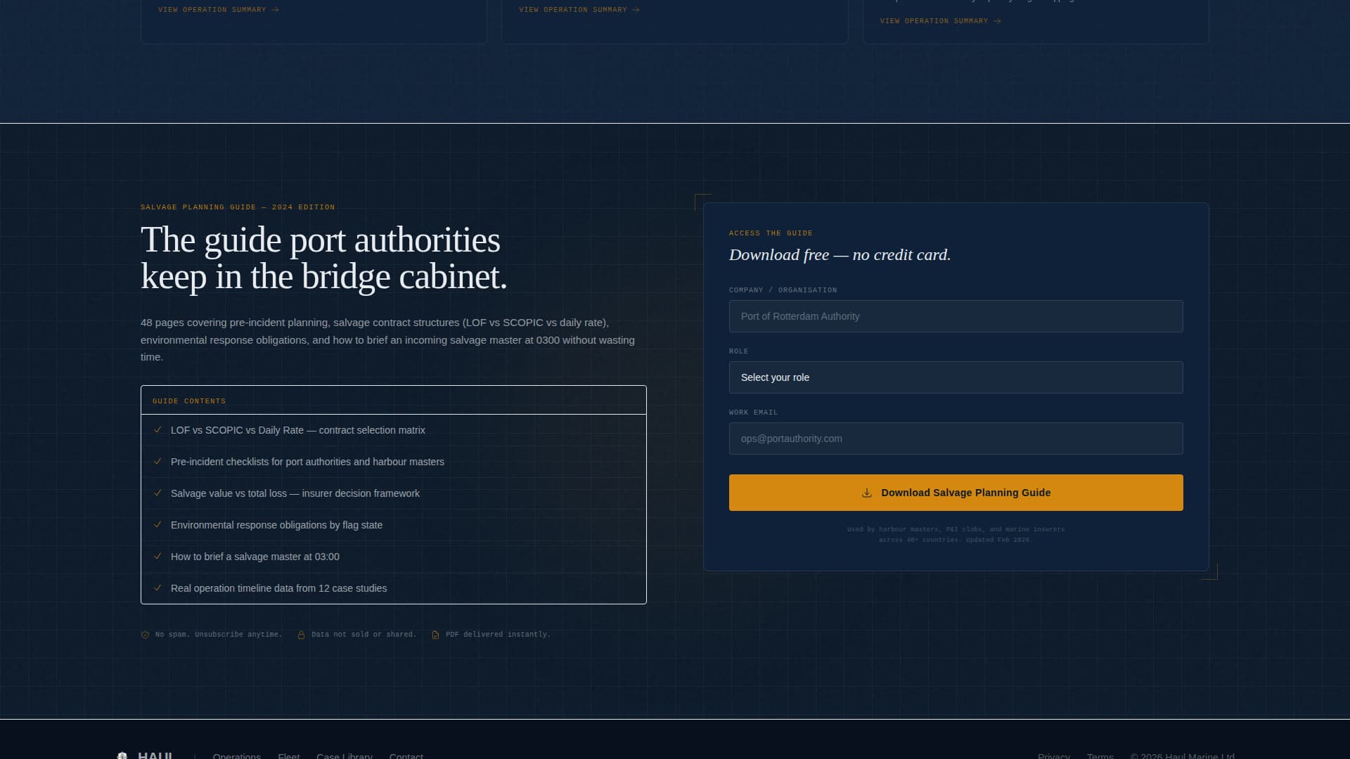 Haul - Authoritative Salvage Landing Page Template