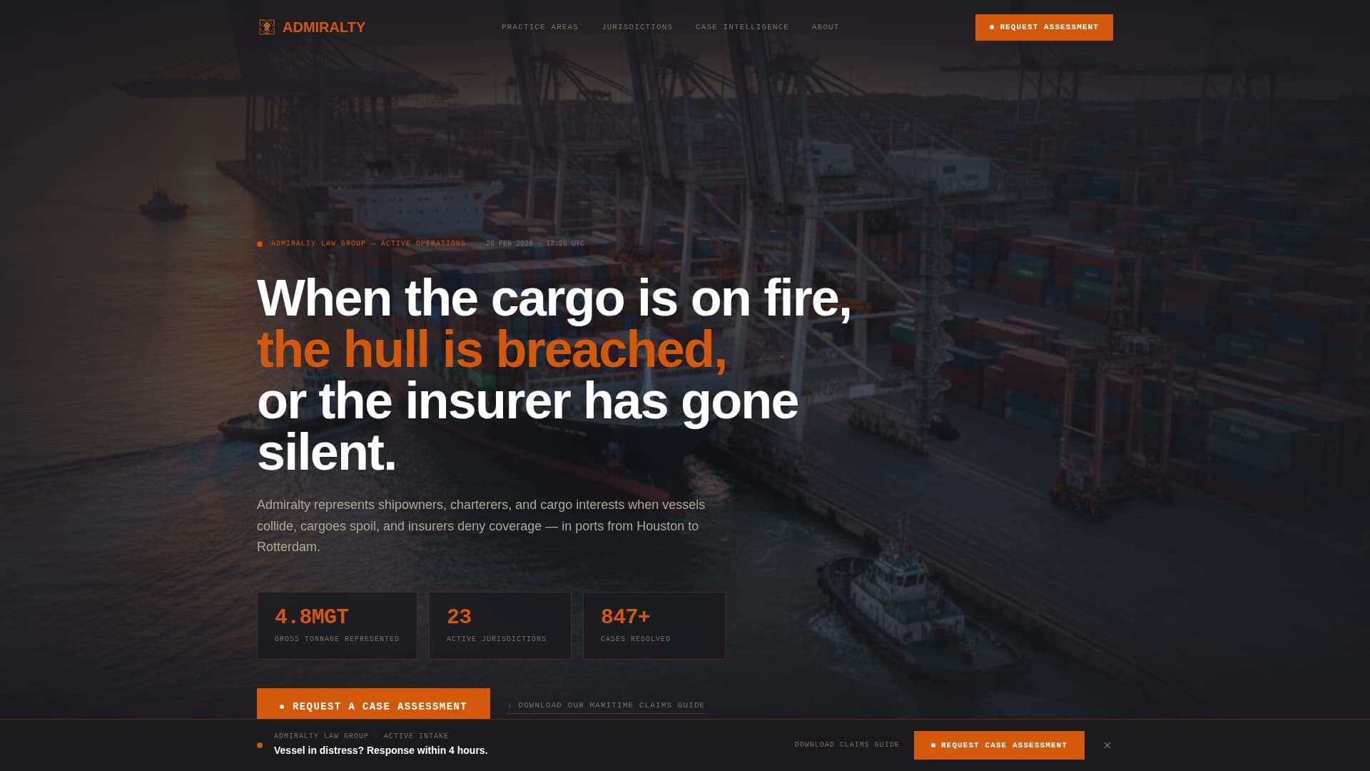 Admiralty - Authoritative Maritime Landing Page Template