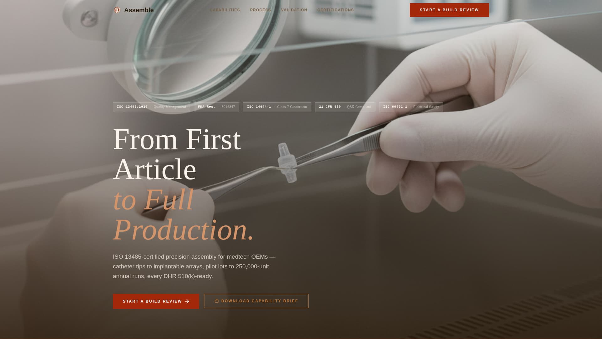 Assemble - Precision Medtech Landing Page Template