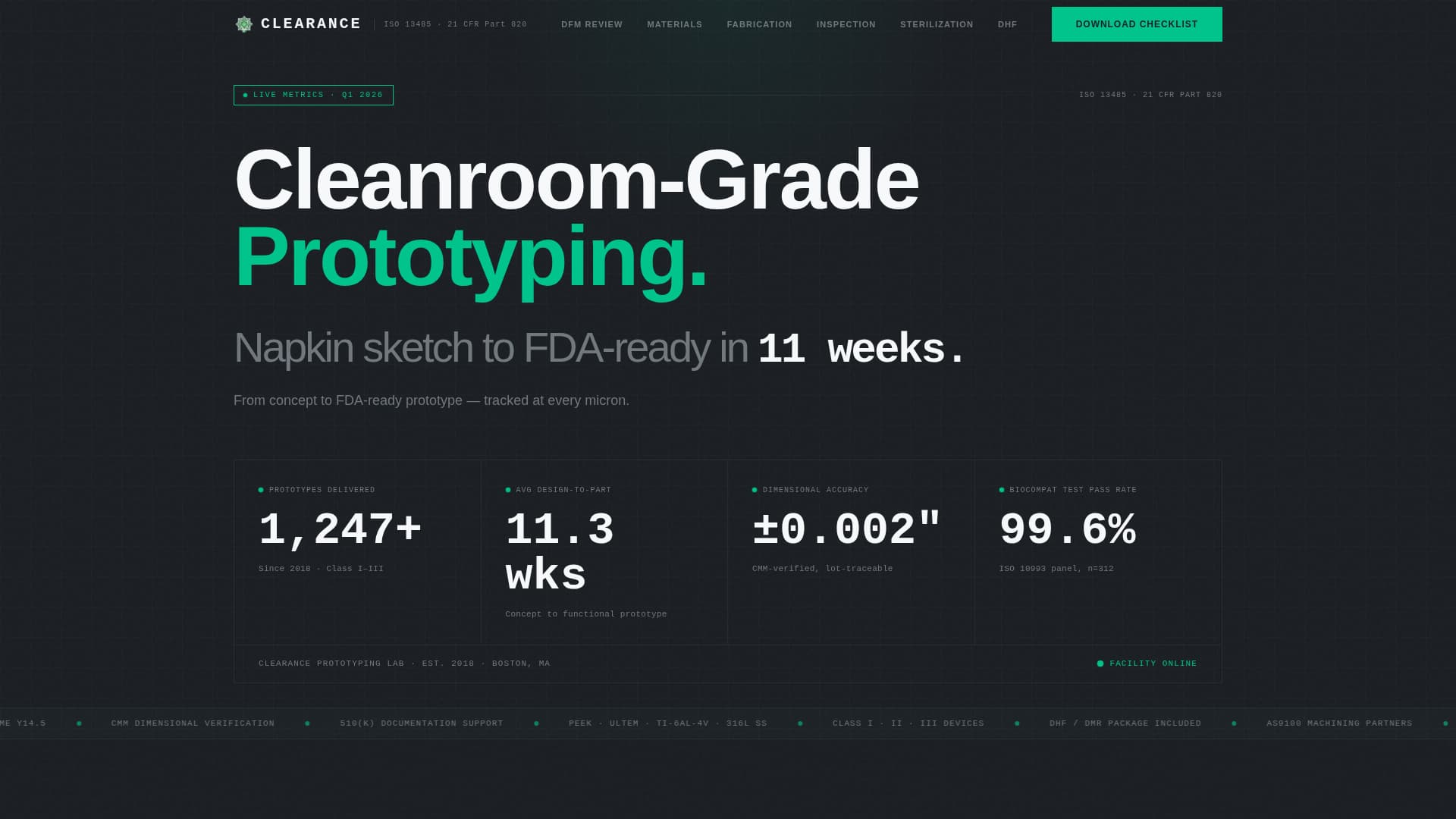Clearance - Precision Prototyping Landing Page Template