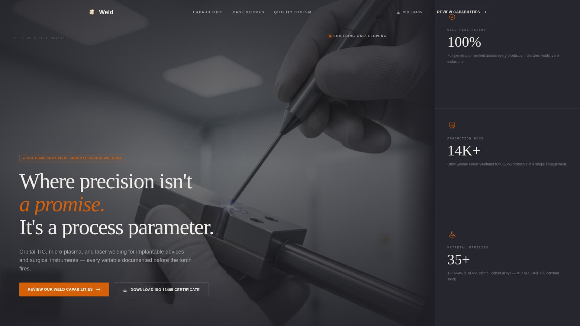 Weld - Precision Medicaldevice Landing Page Template