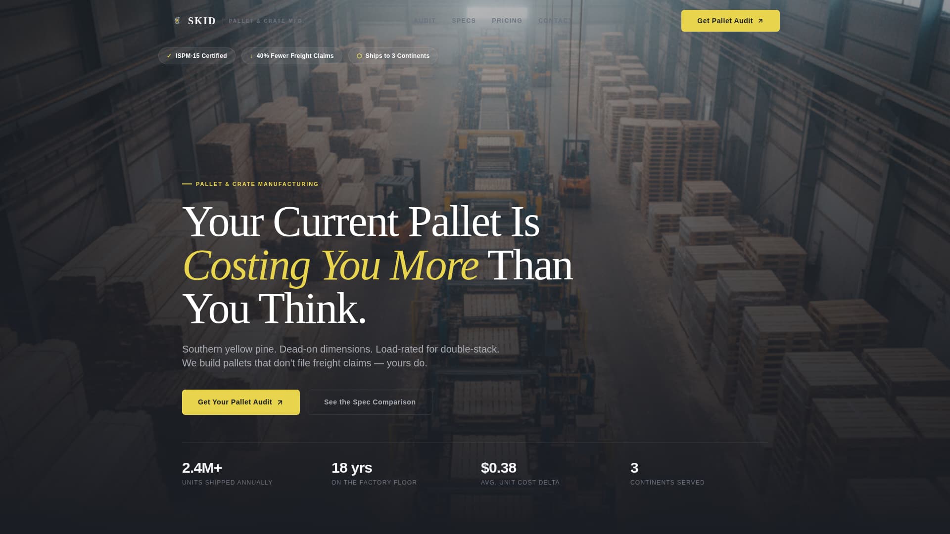 Skid - Highperformance Palletmanufacturer Landing Page Template