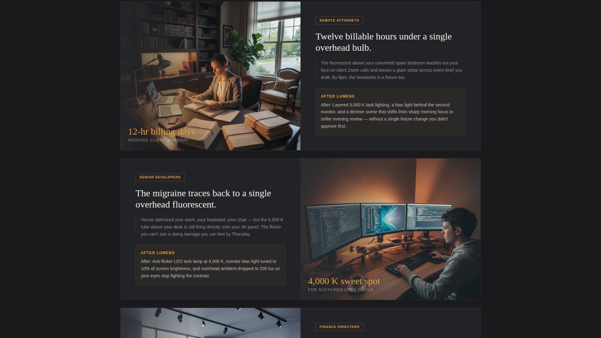 Lumens - Precision Lighting Landing Page Template