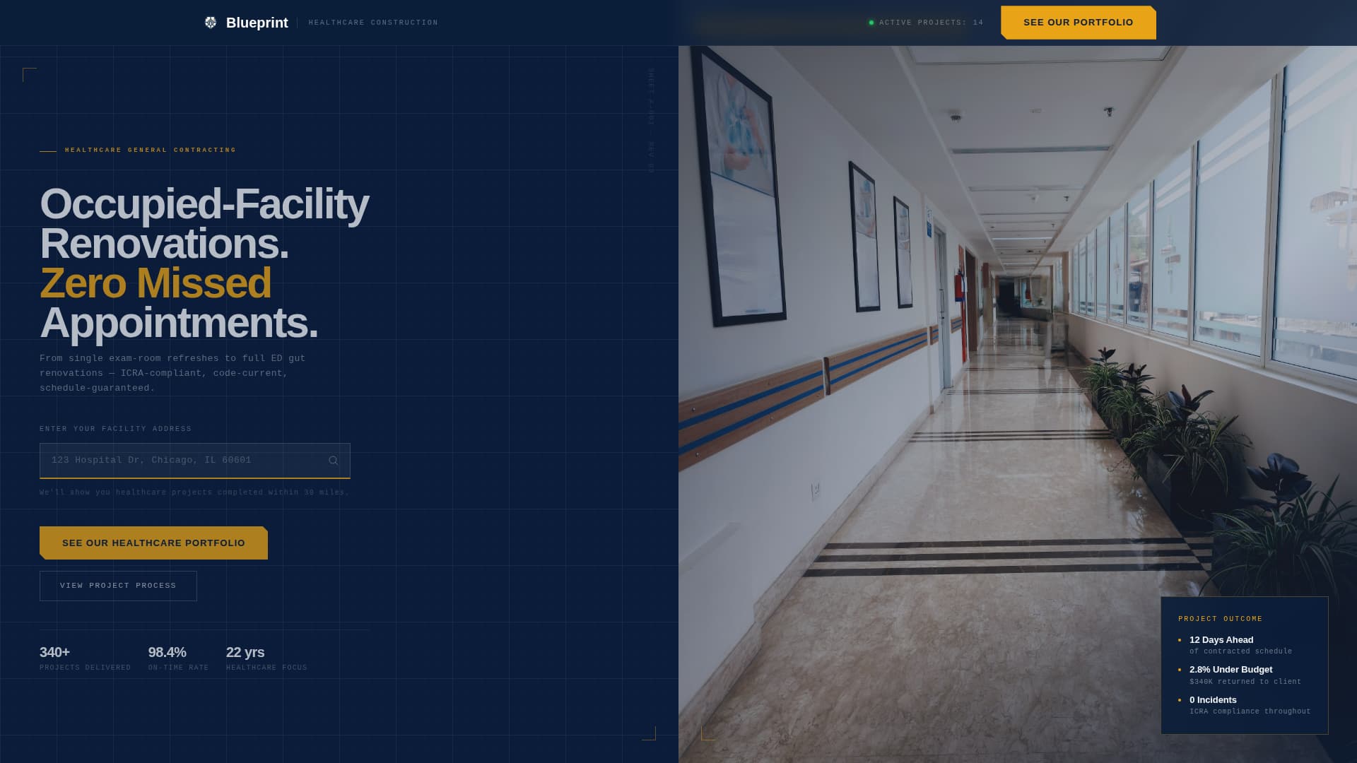 Blueprint - Trusted Healthcareconstruction Landing Page Template
