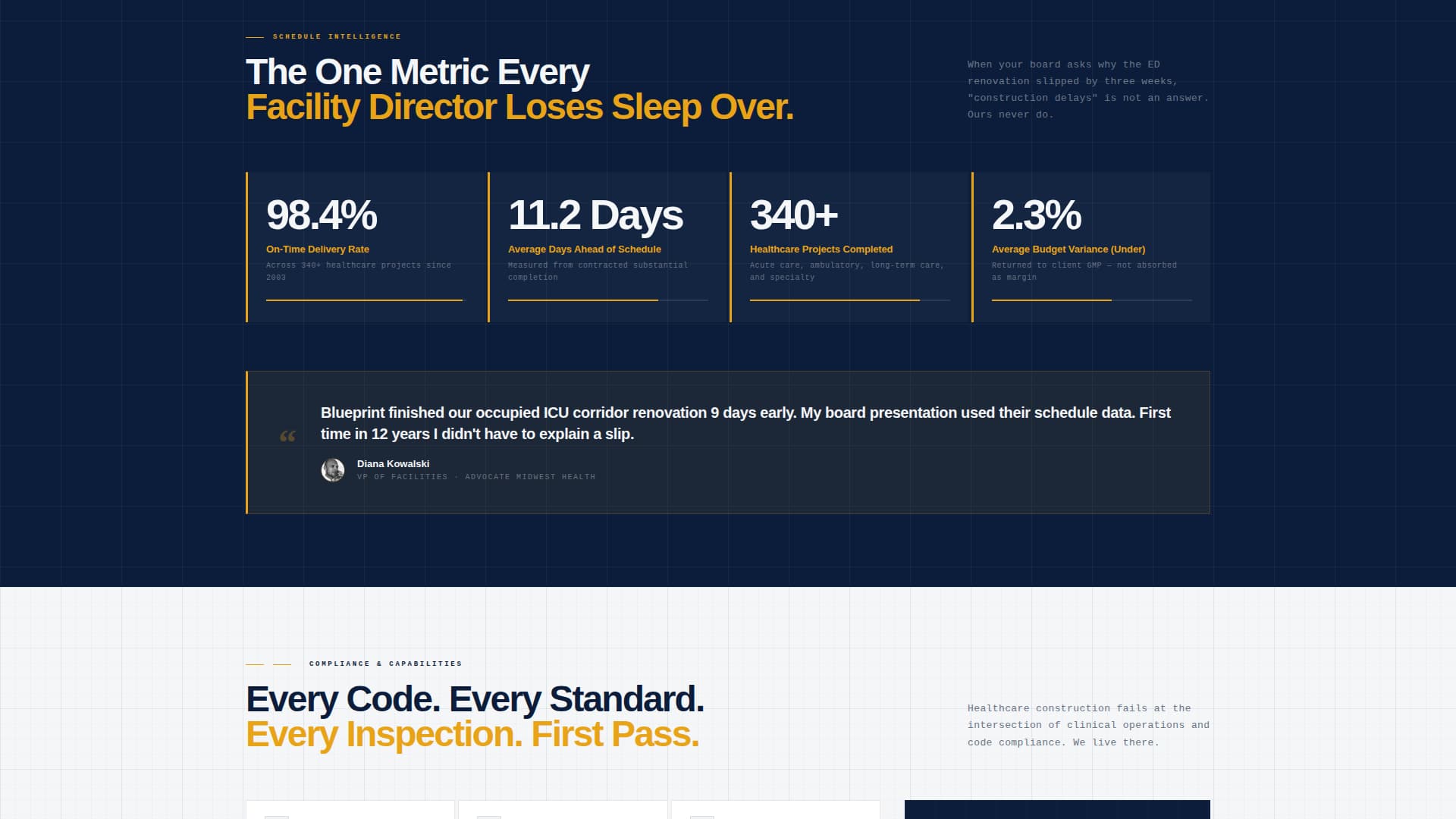 Blueprint - Trusted Healthcareconstruction Landing Page Template