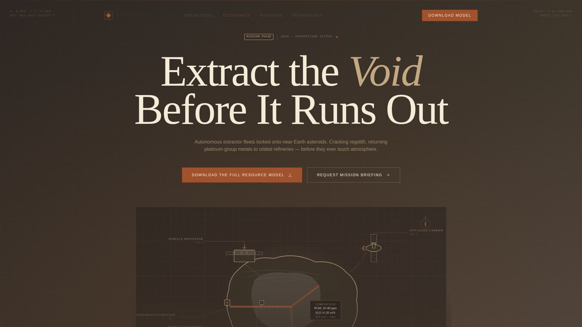 Excavate - Powerful Asteroidmining Landing Page Template