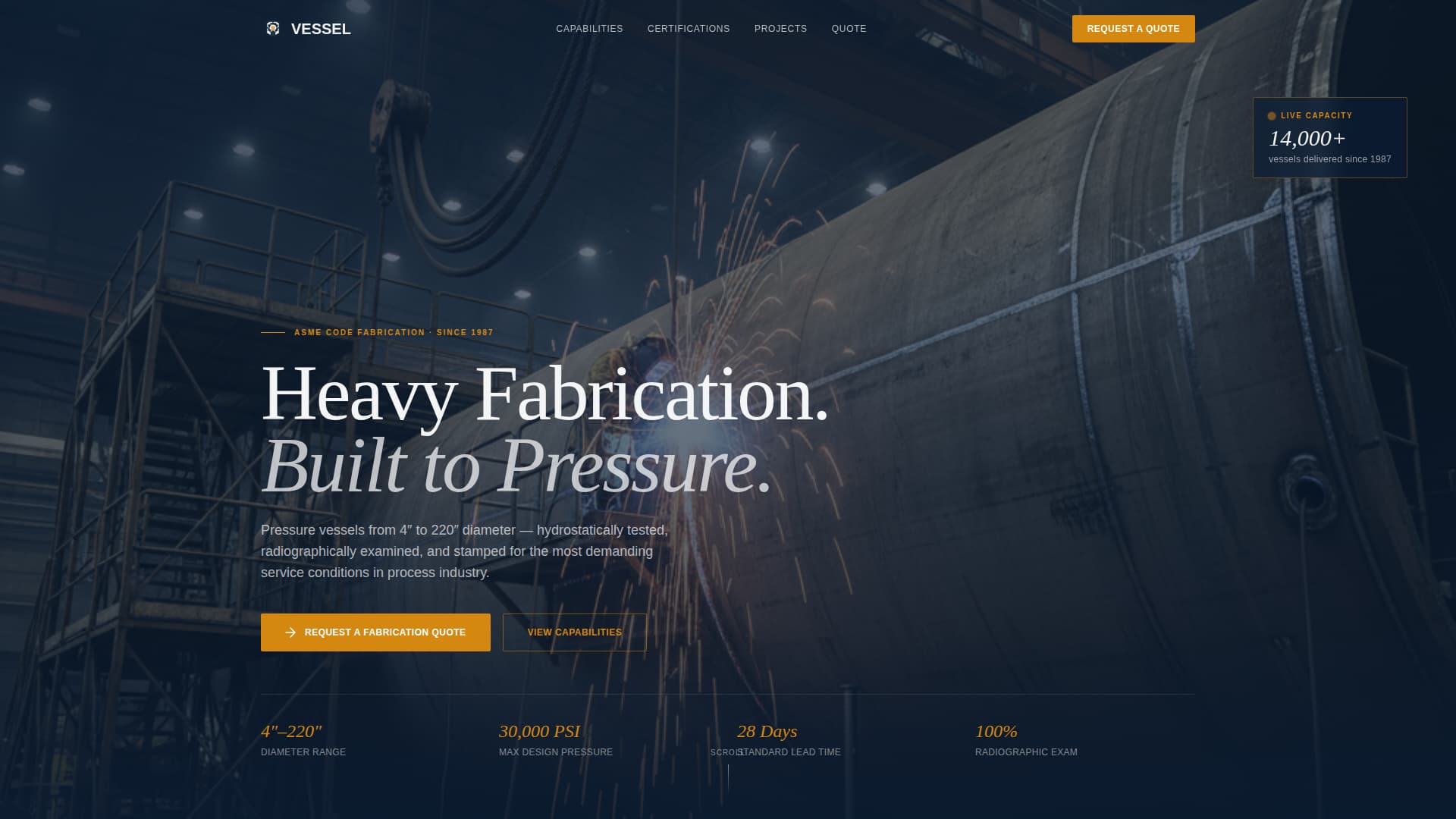 Vessel - Certified Fabrication Landing Page Template