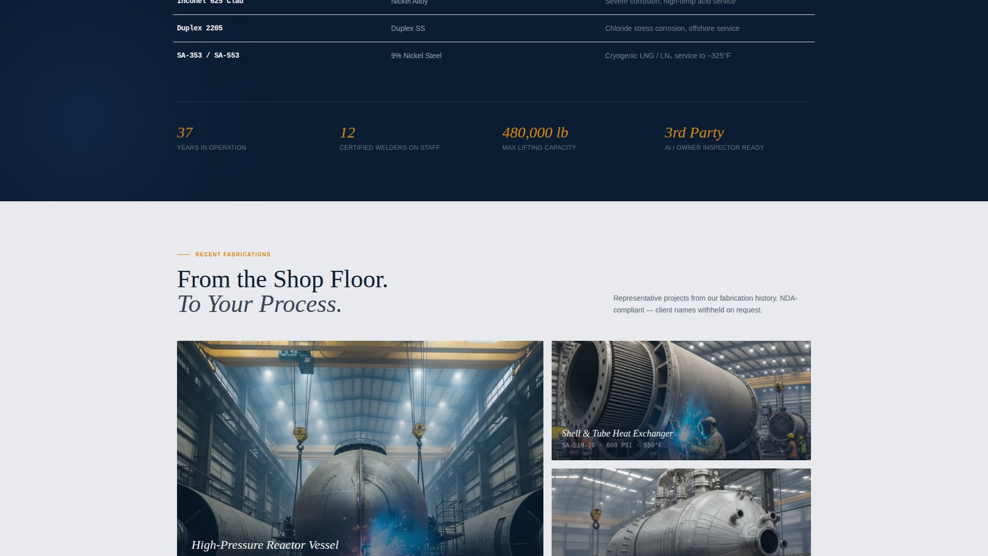 Vessel - Certified Fabrication Landing Page Template