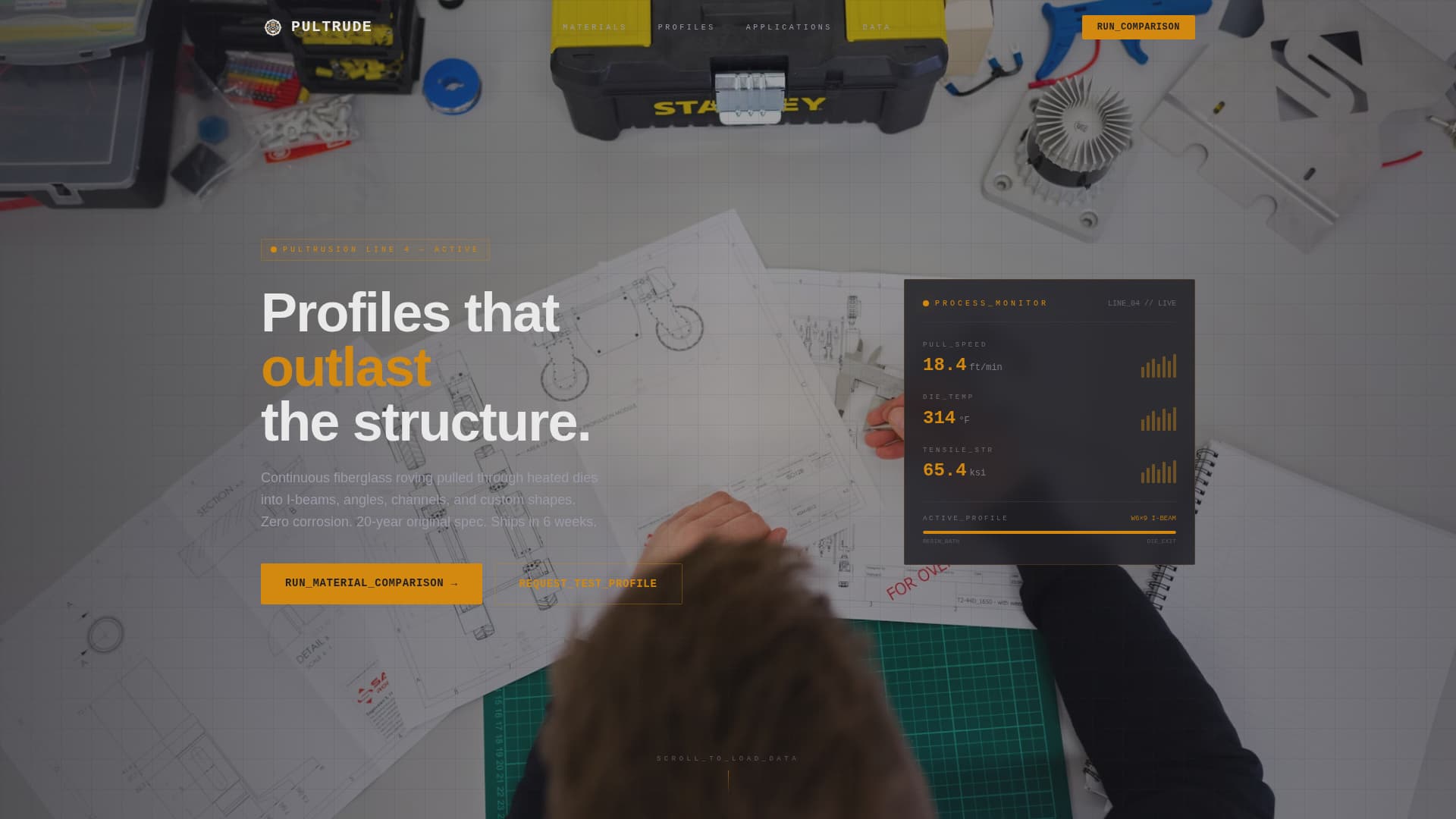 Pultrude - Highperformance Pultrusion Landing Page Template