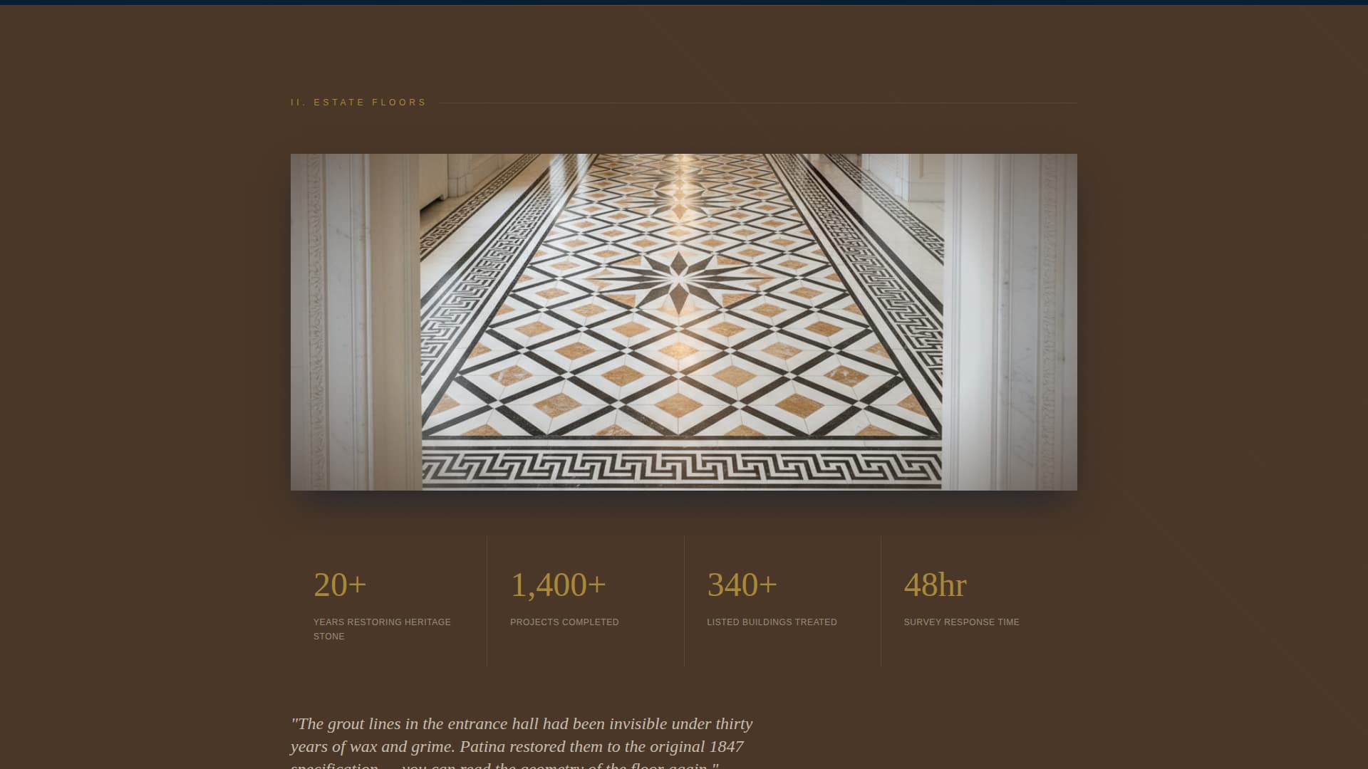 Patina - Trusted Marblerestoration Landing Page Template