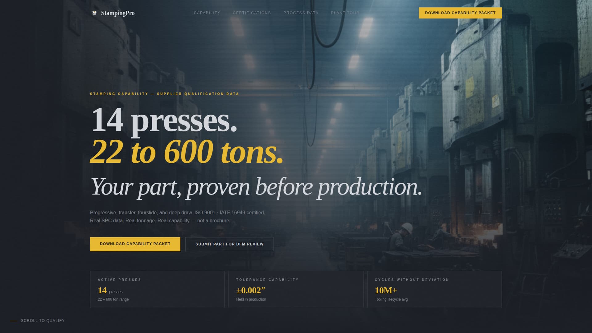 Stampingpro - Precision Stamping Landing Page Template