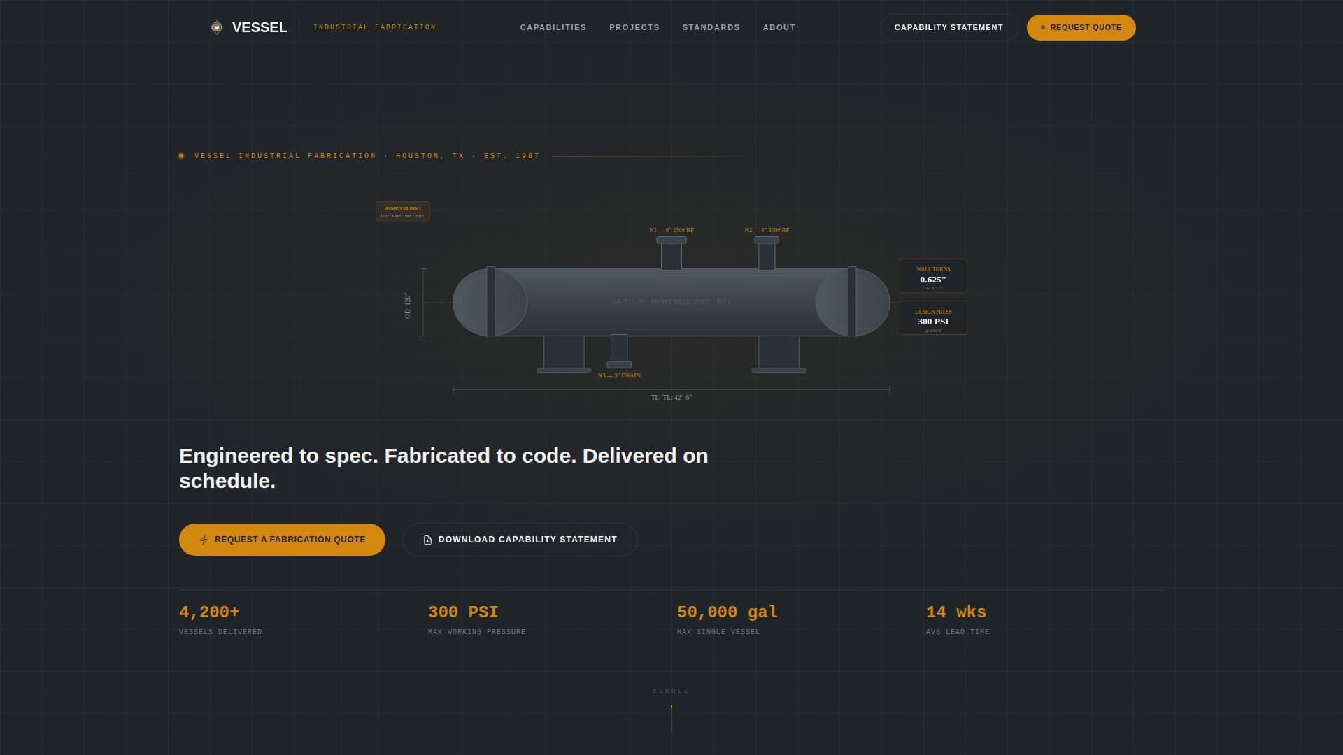 Vessel - Precision Tankfabricator Landing Page Template