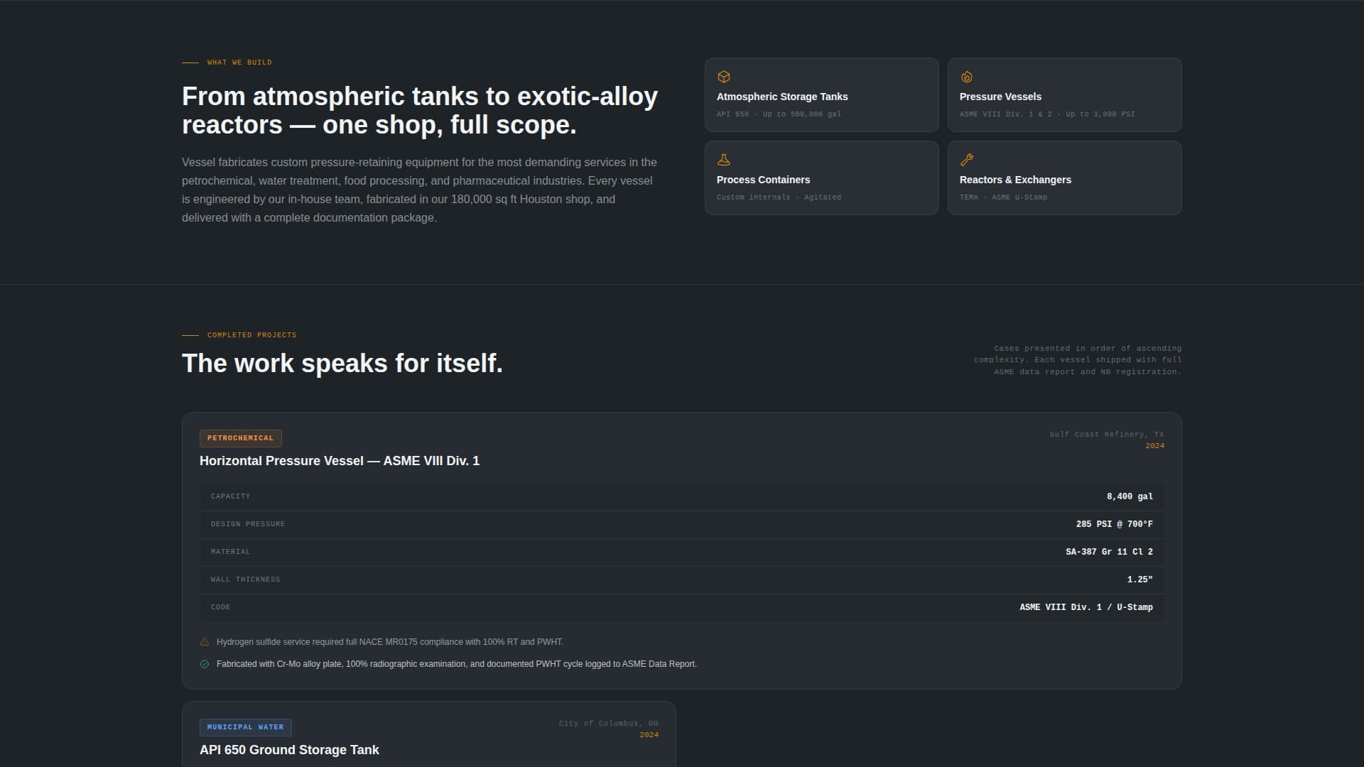 Vessel - Precision Tankfabricator Landing Page Template