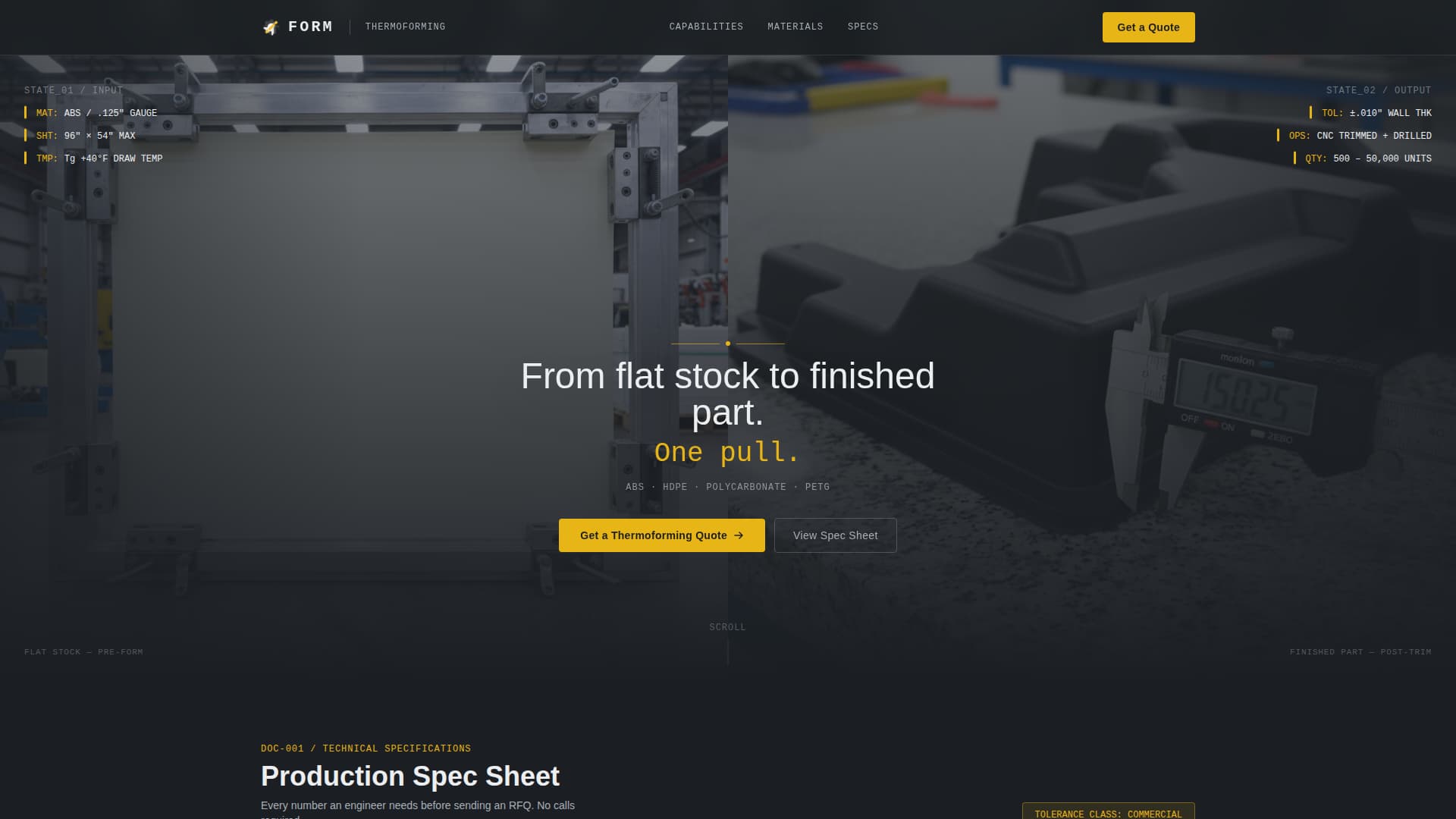 Thermoforming - Precision Manufacturing Landing Page Template