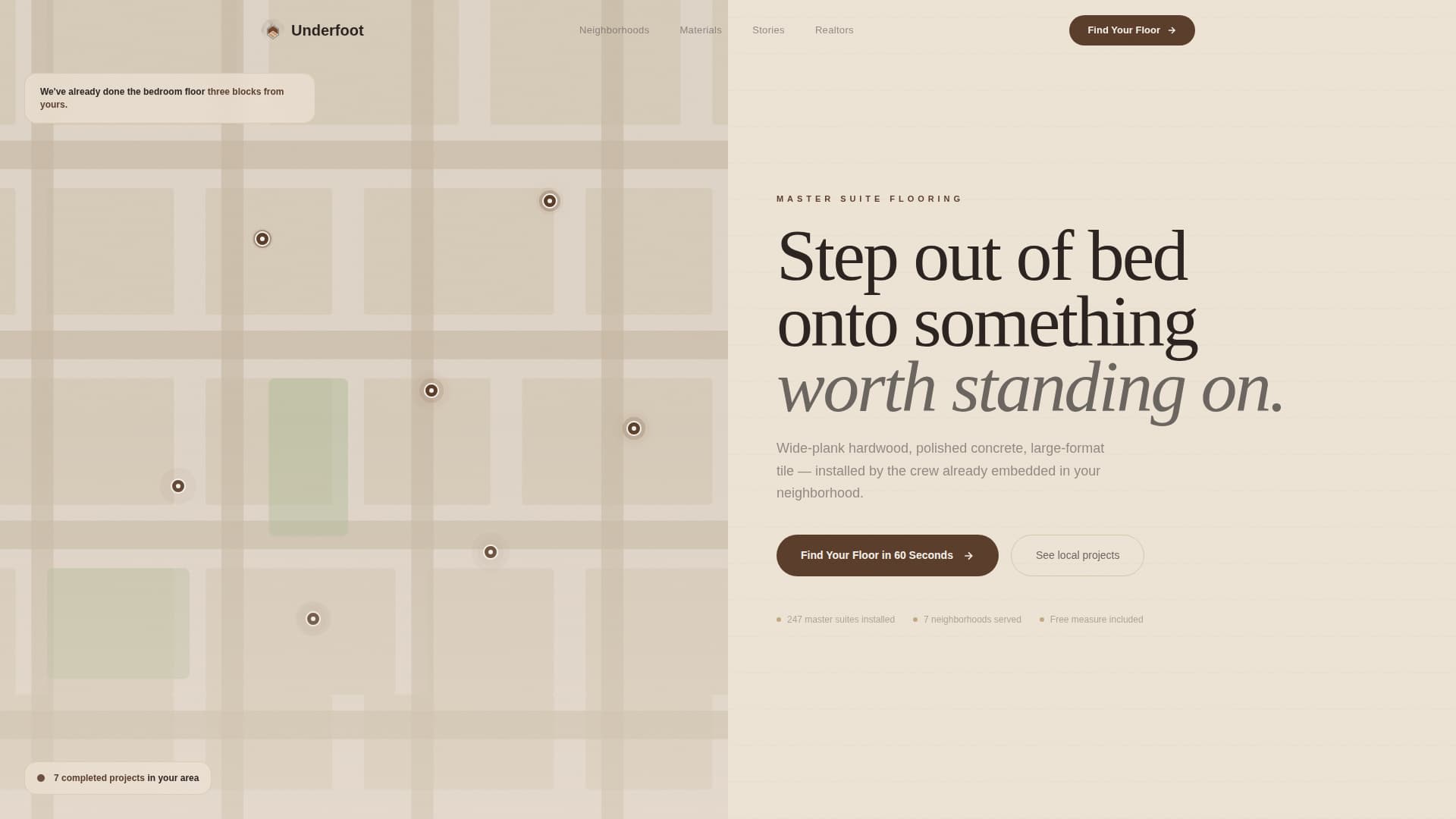 Underfoot - Proven Flooring Landing Page Template