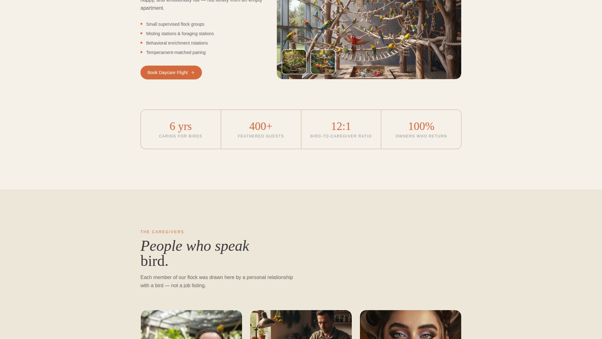 Roost - Trusted Birdboarding Landing Page Template
