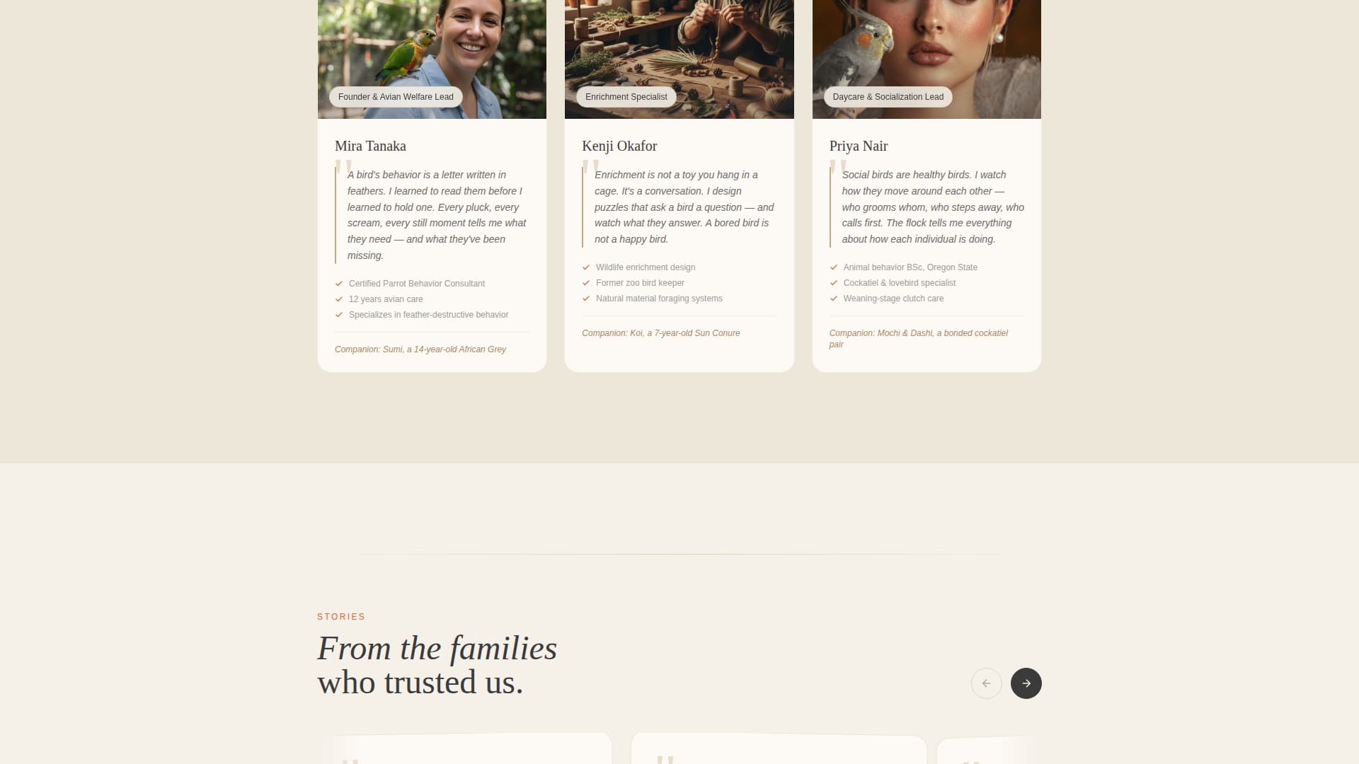 Roost - Trusted Birdboarding Landing Page Template