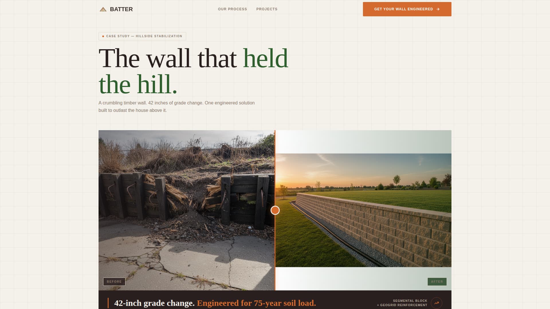 Batter - Engineered Retaining Wall Landing Page Template
