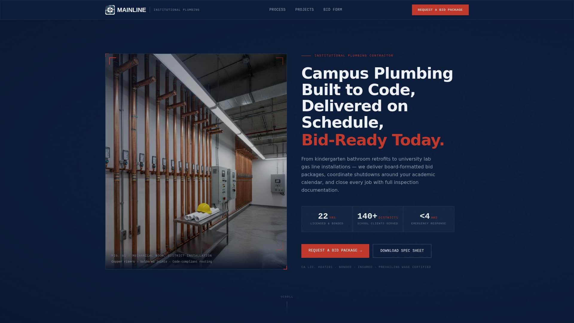 Mainline - Trusted Campus Plumbing Landing Page Template