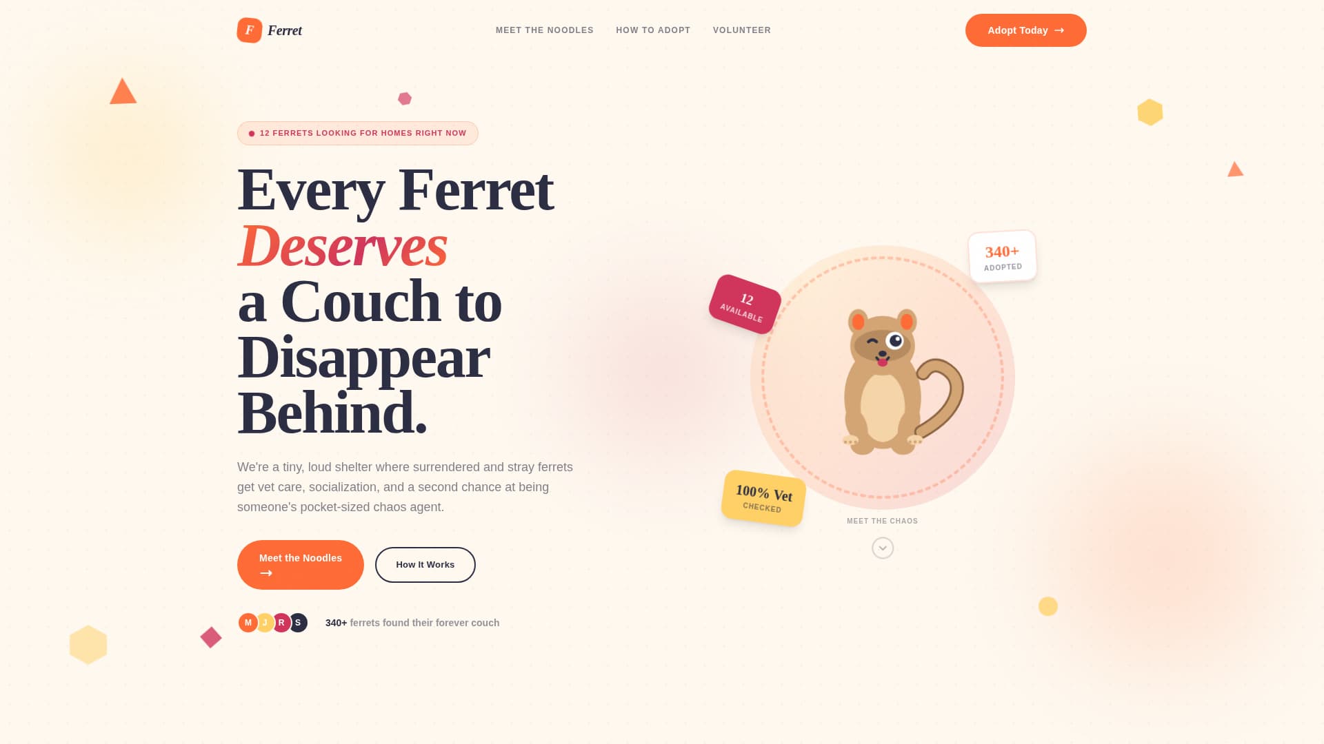 Ferret - Playful Rescue Landing Page Template
