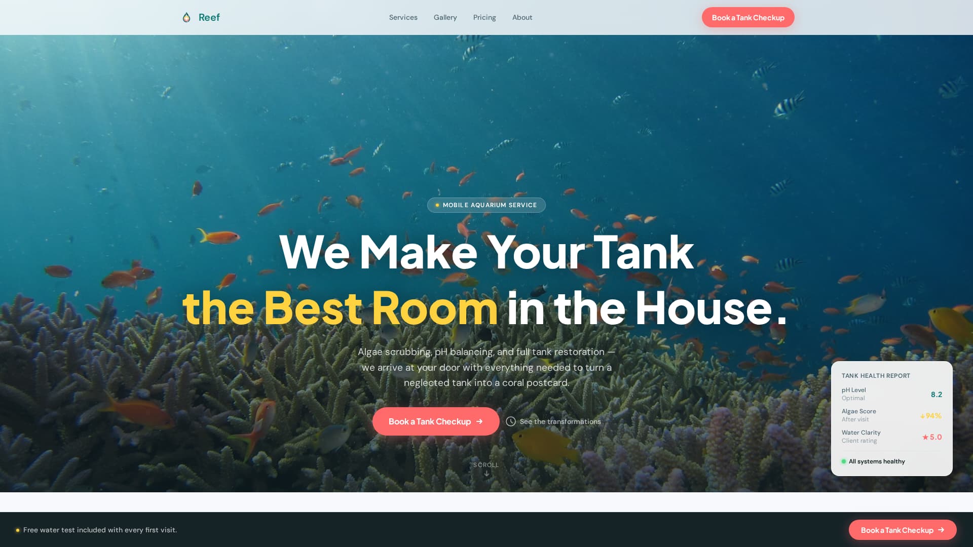 Reef - Transformative Aquarium Landing Page Template