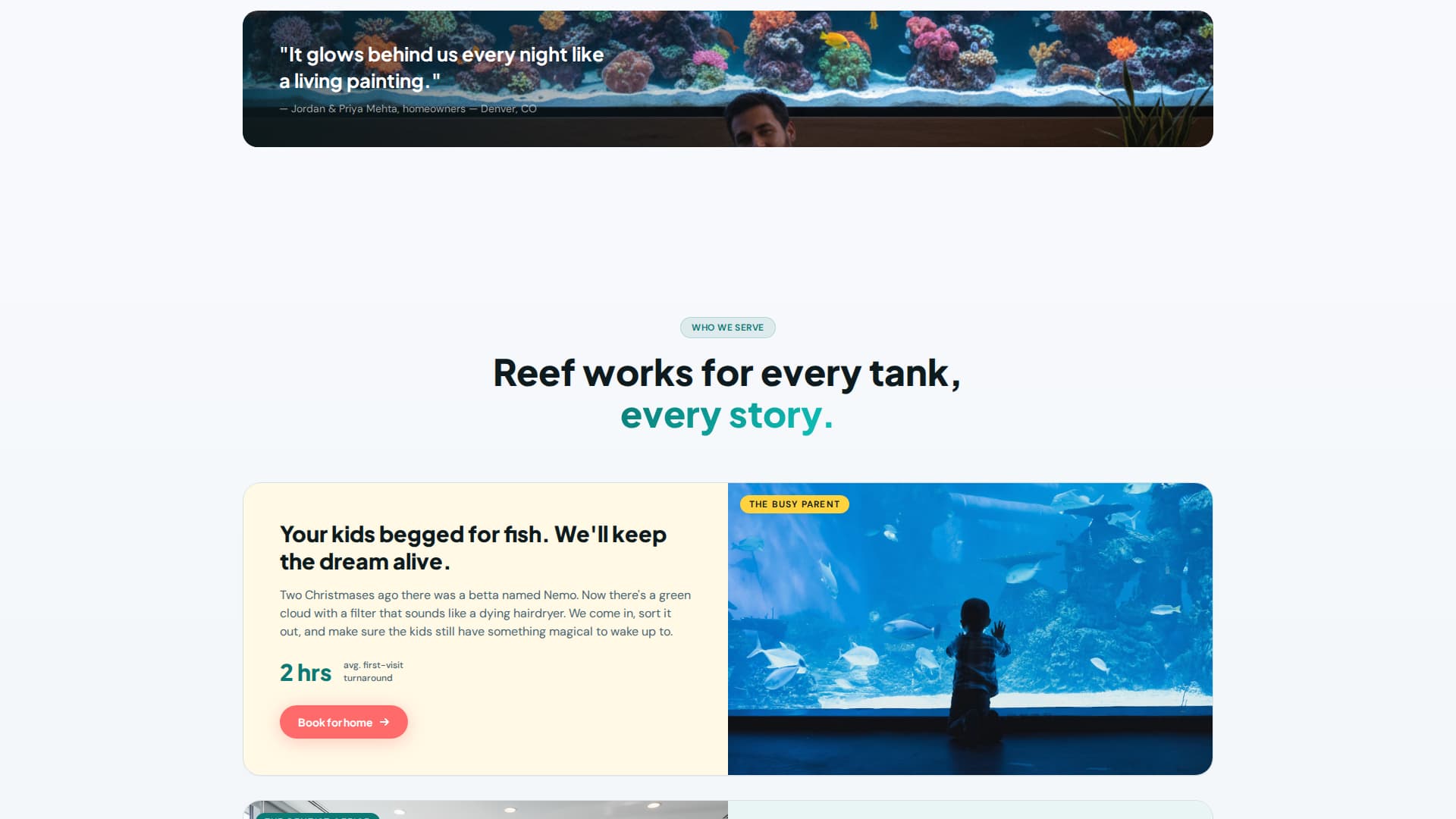 Reef - Transformative Aquarium Landing Page Template