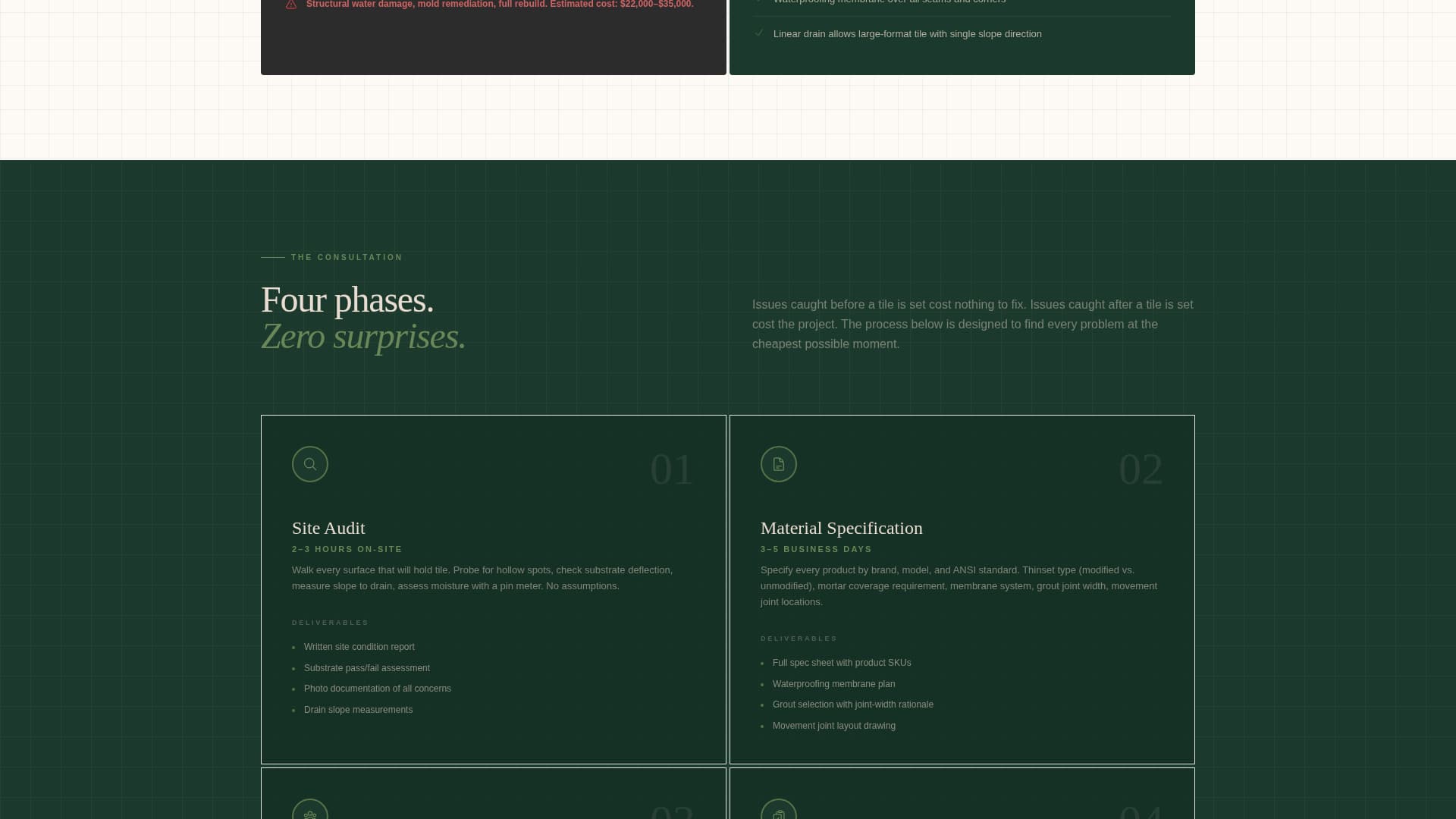 Grout - Precision Tile Consultant Landing Page Template