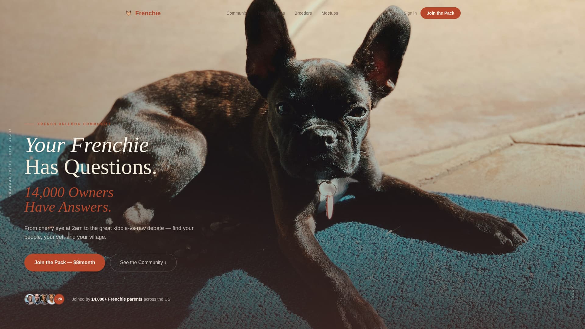 Frenchie - Warm Community Landing Page Template