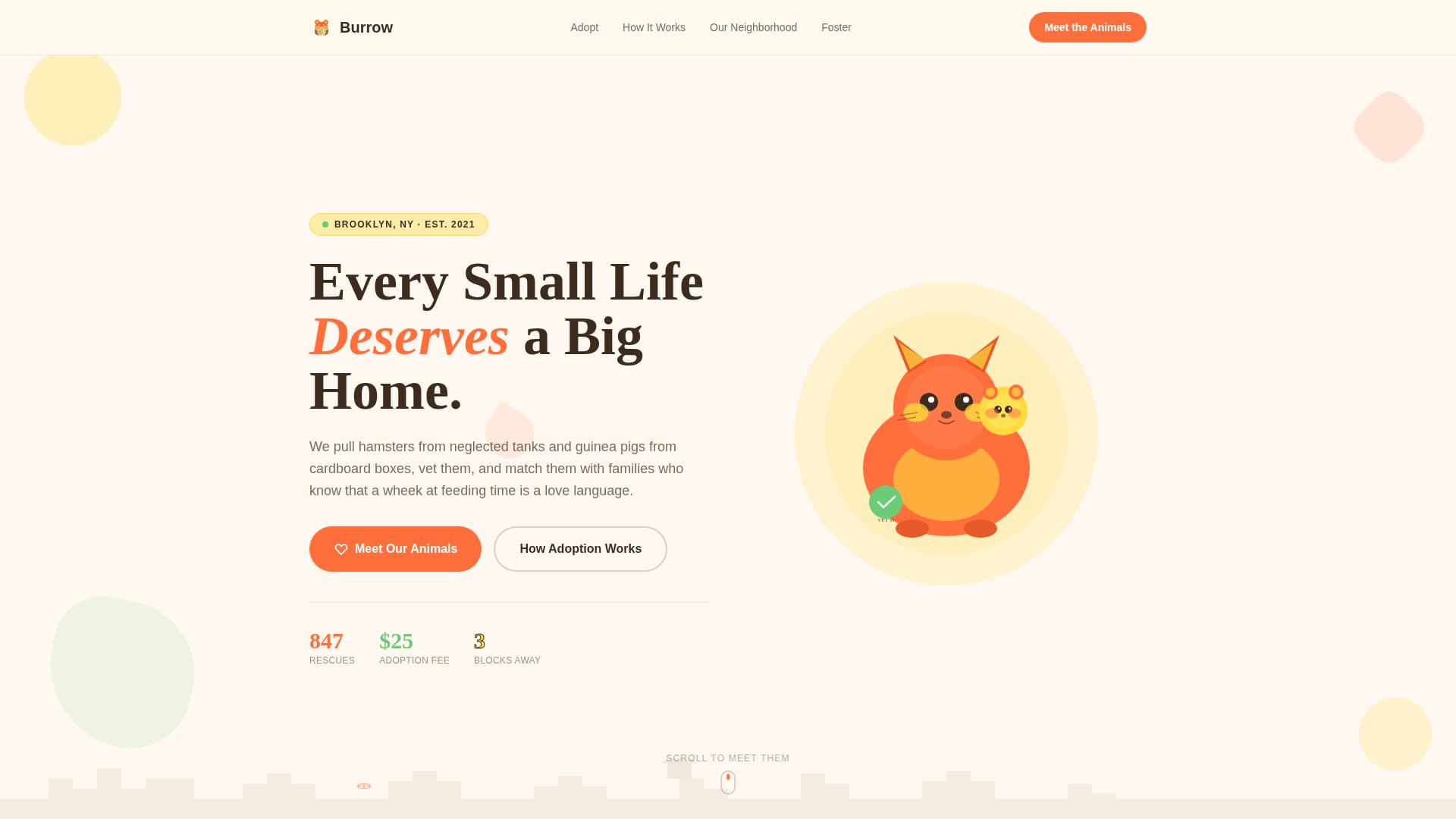 Burrow - Cheerful Rescue Landing Page Template