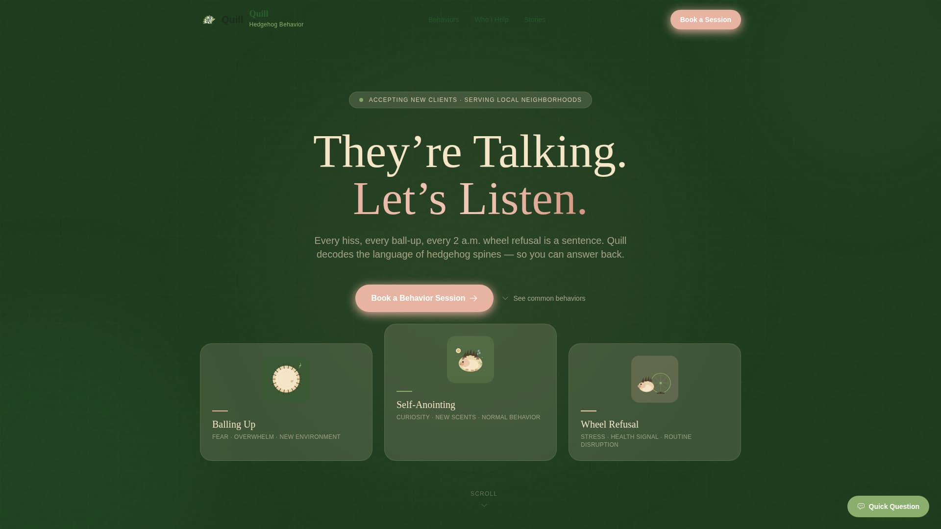 Quill - Trusted Hedgehogbehavior Landing Page Template