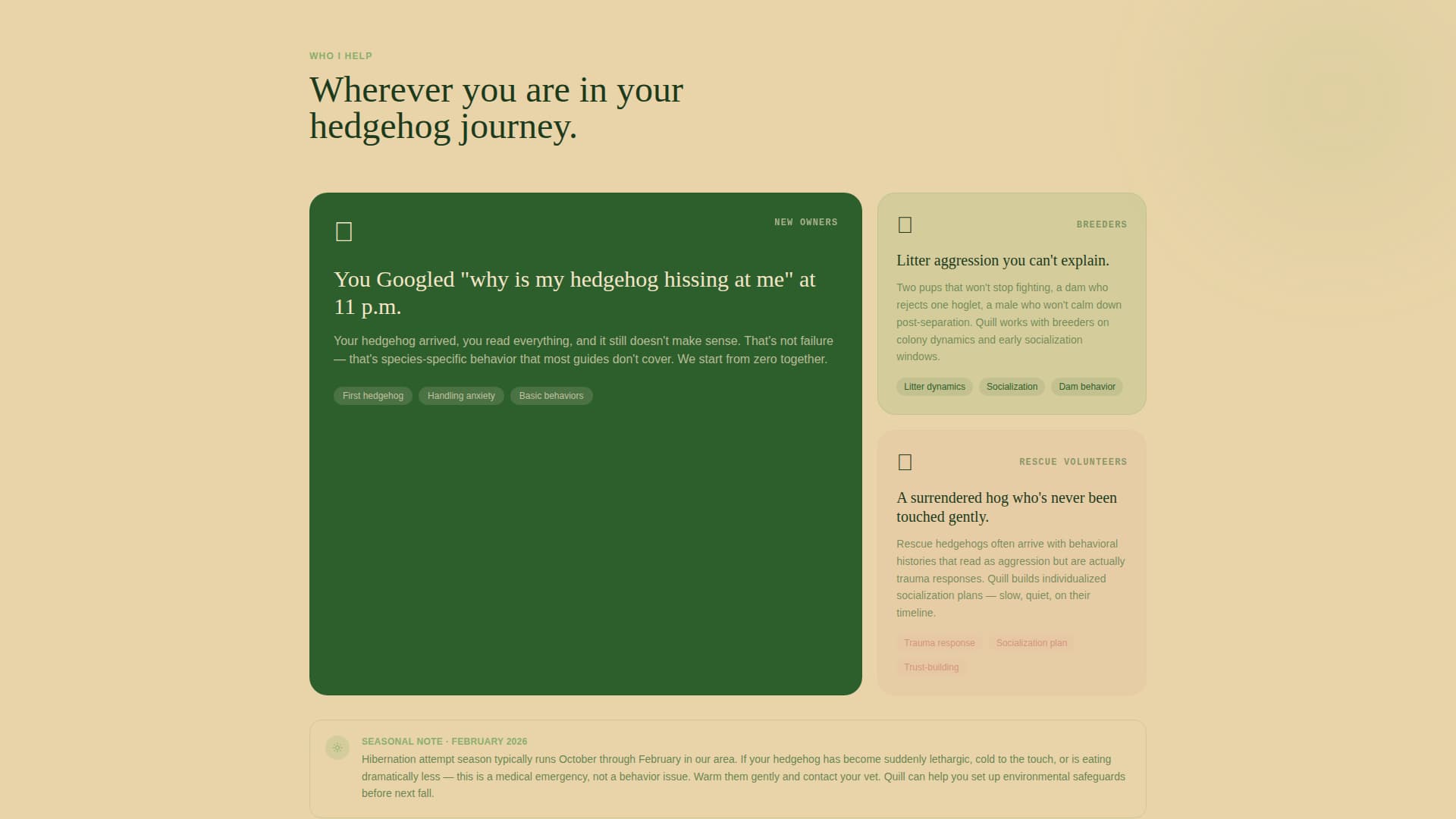 Quill - Trusted Hedgehogbehavior Landing Page Template