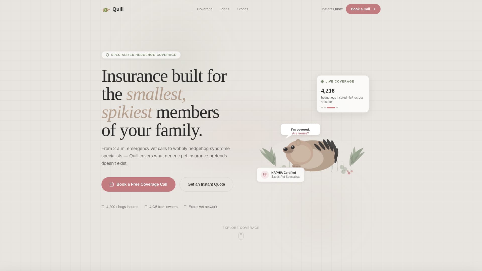 Quill - Trusted Hedgehoginsurance Landing Page Template