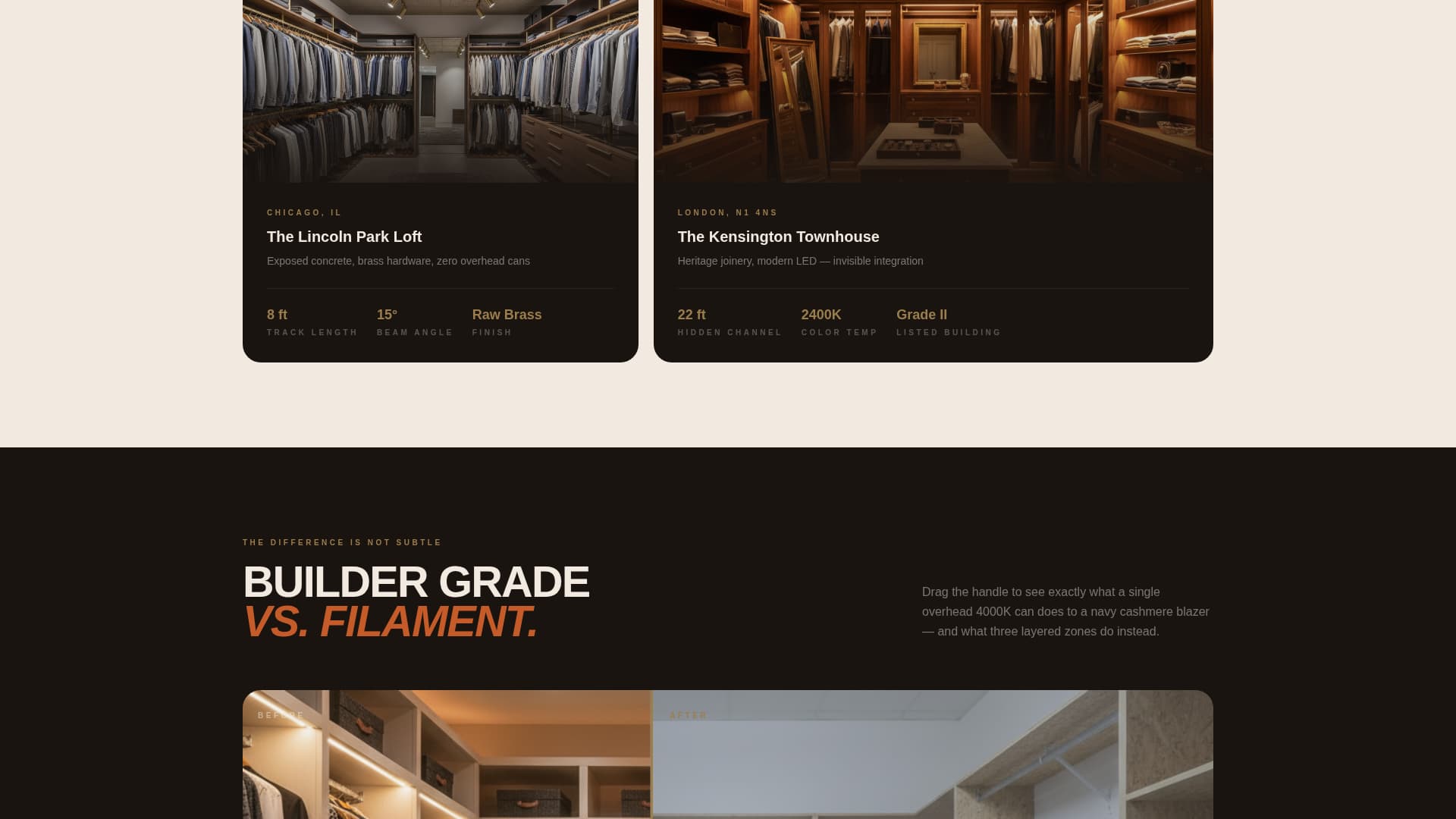 Filament - Radiant Closet Landing Page Template