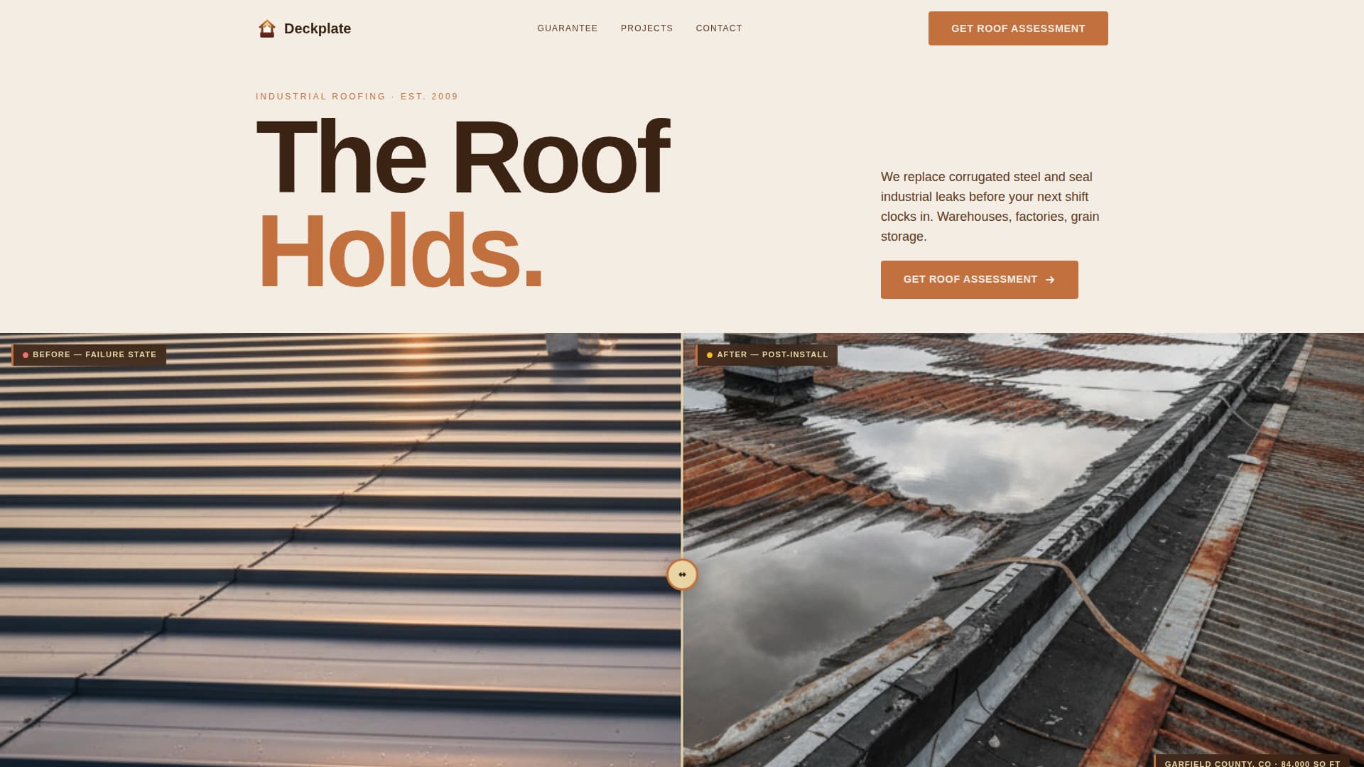 Deckplate - Trusted Roofing Landing Page Template