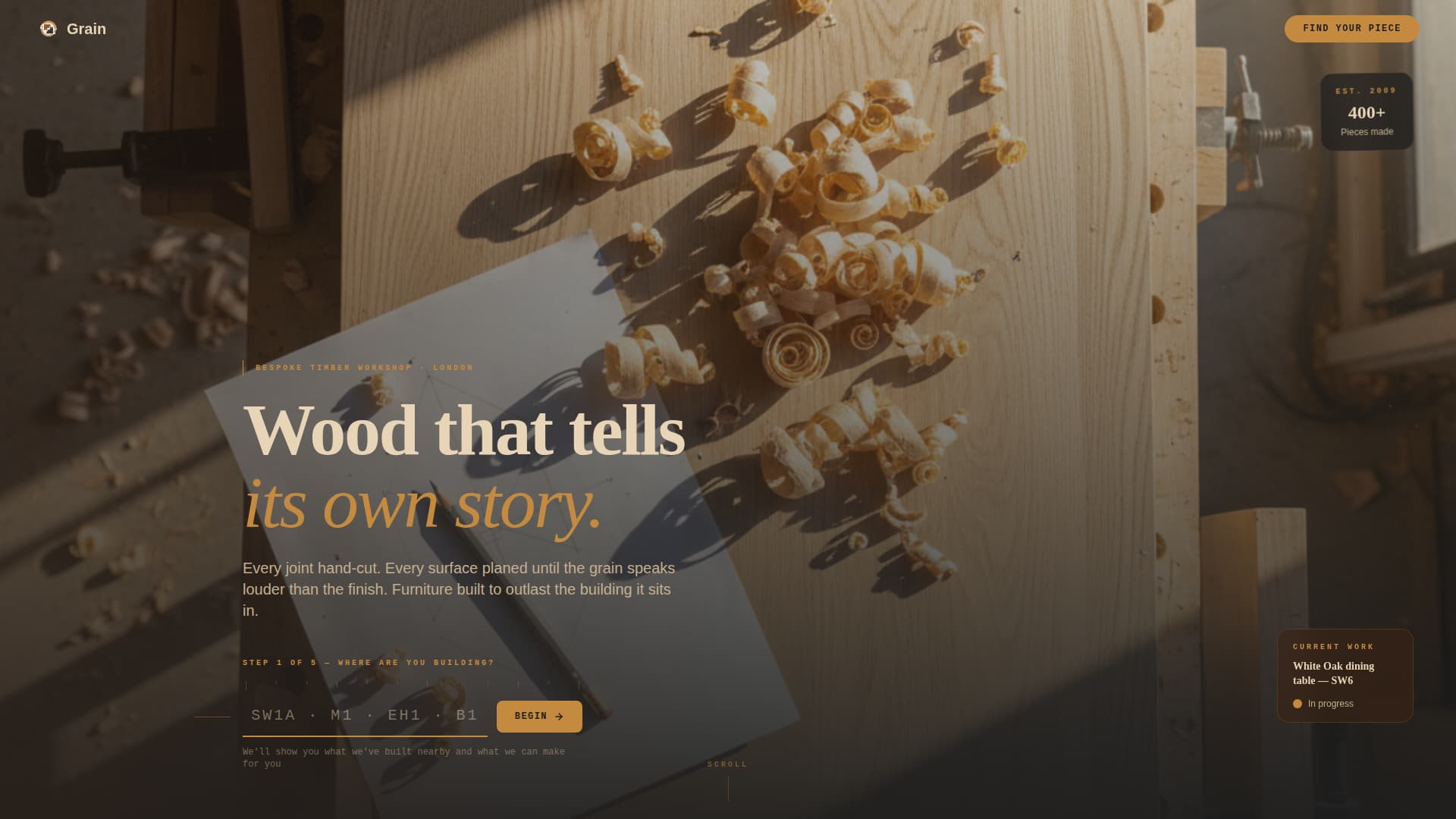 Grain - Artisan Woodworking Landing Page Template