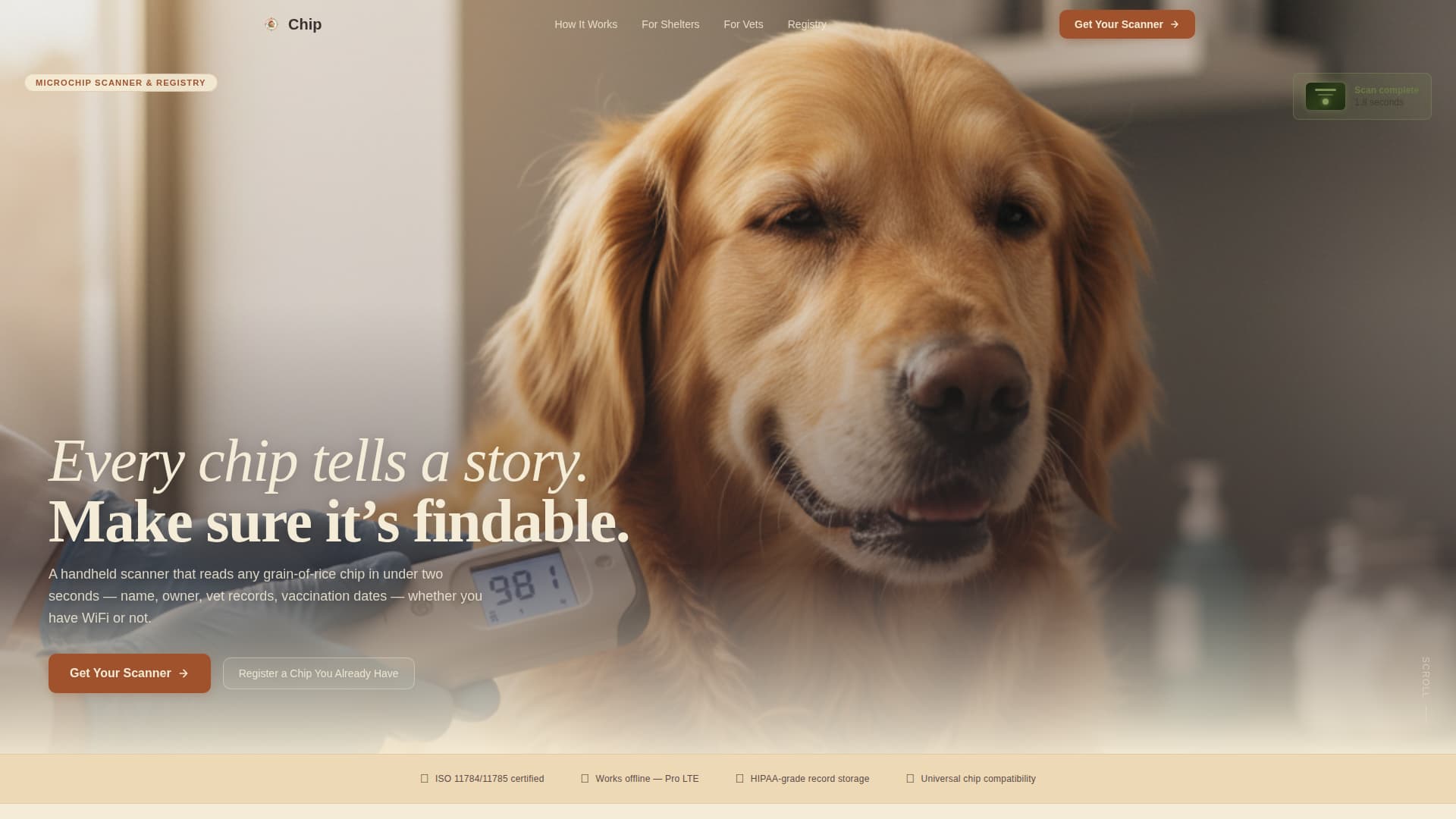 Chip - Trusted Pettech Landing Page Template