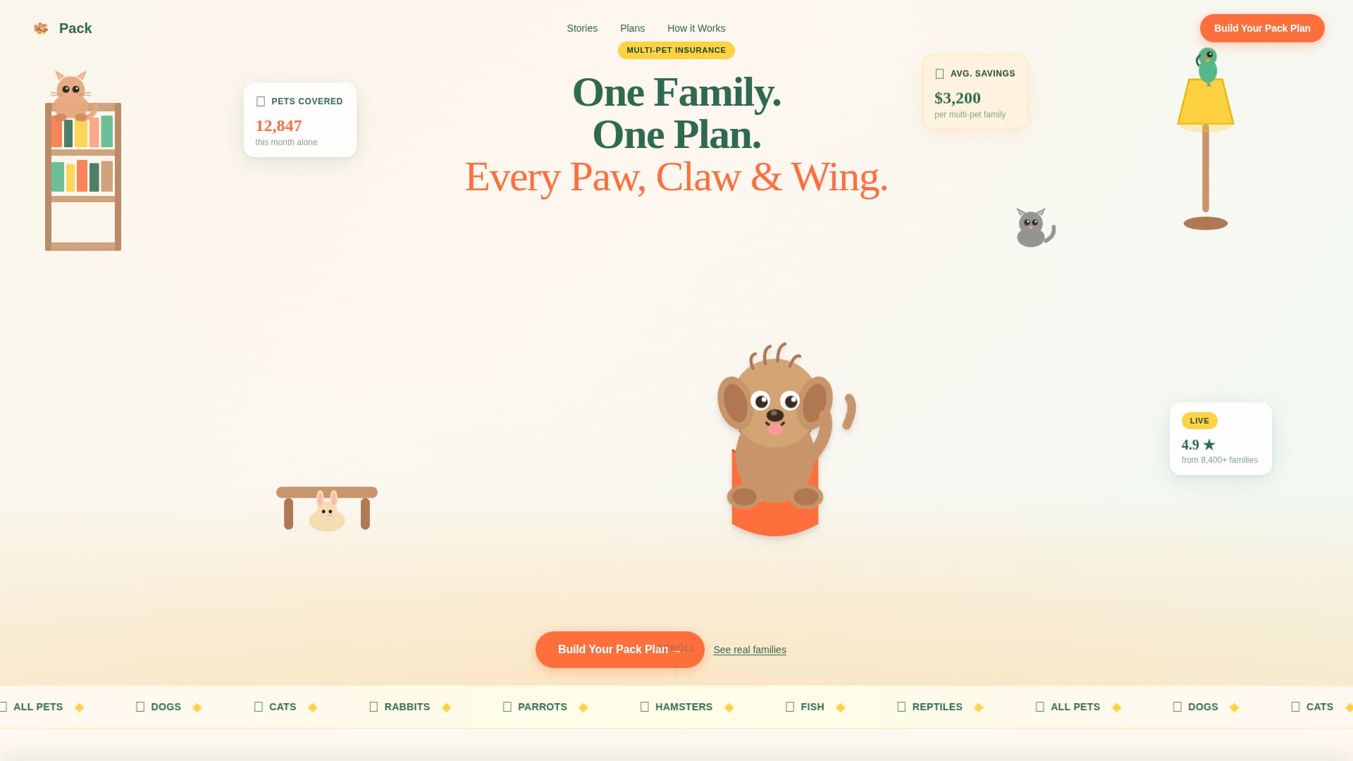 Pack - Vibrant Multipet Landing Page Template