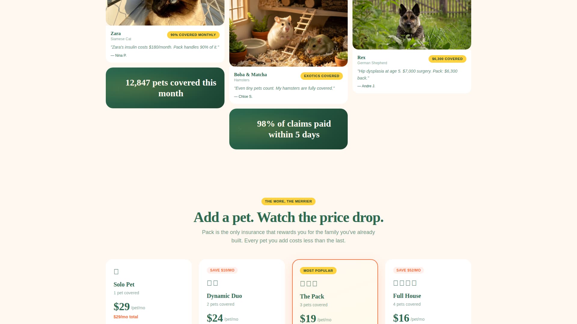 Pack - Vibrant Multipet Landing Page Template