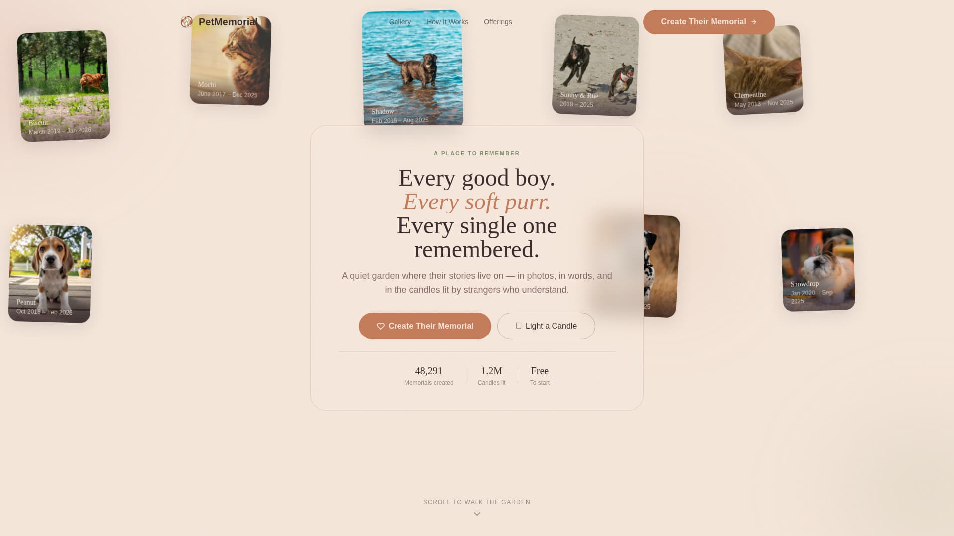 Memorial - Heartfelt Petmemorial Landing Page Template