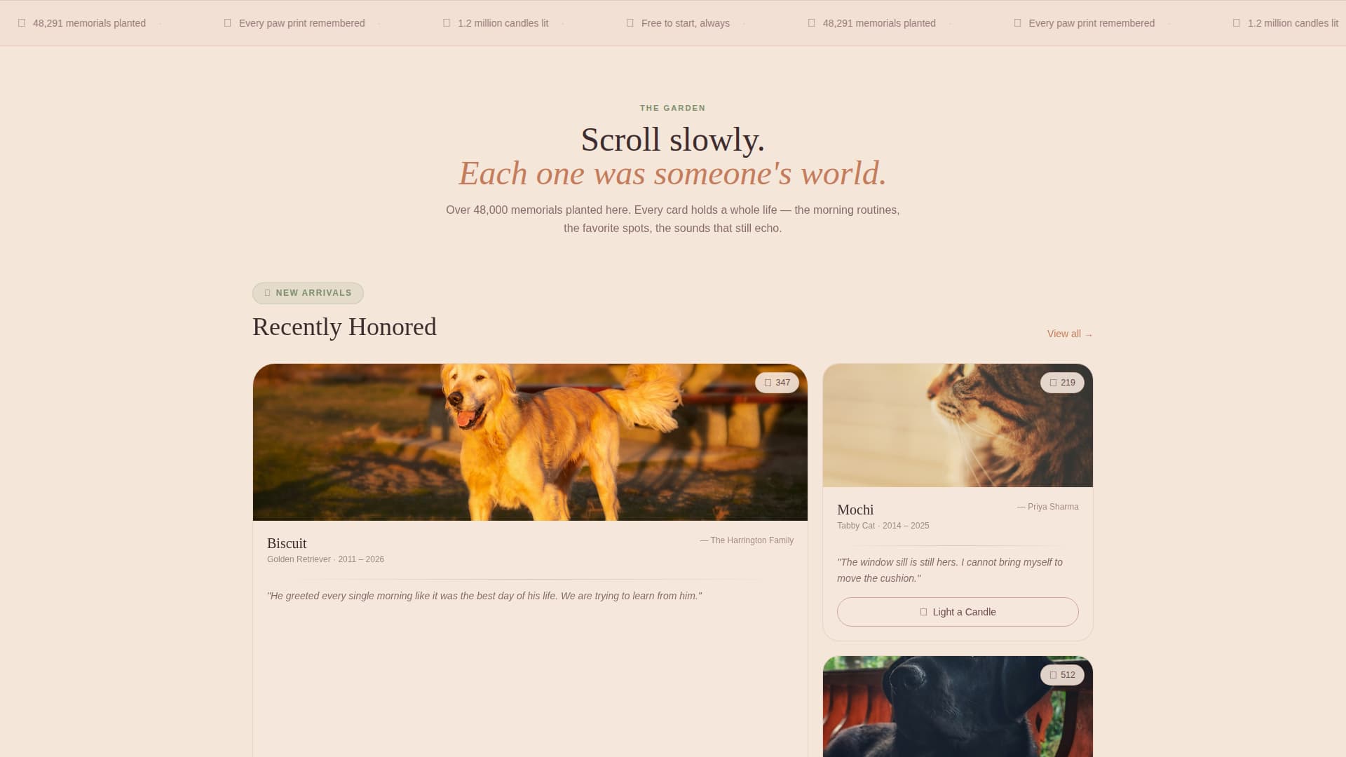 Memorial - Heartfelt Petmemorial Landing Page Template