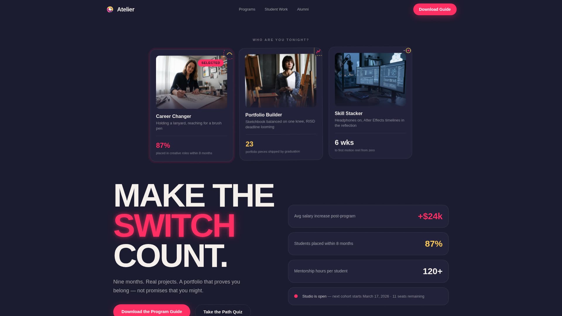Atelier - Vibrant Artschool Landing Page Template