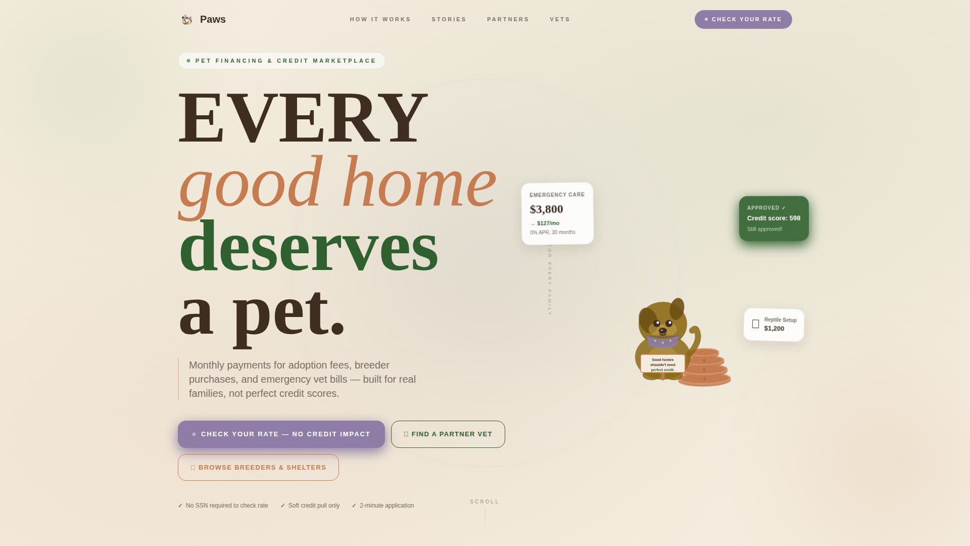 Paws - Compassionate Petfinancing Landing Page Template
