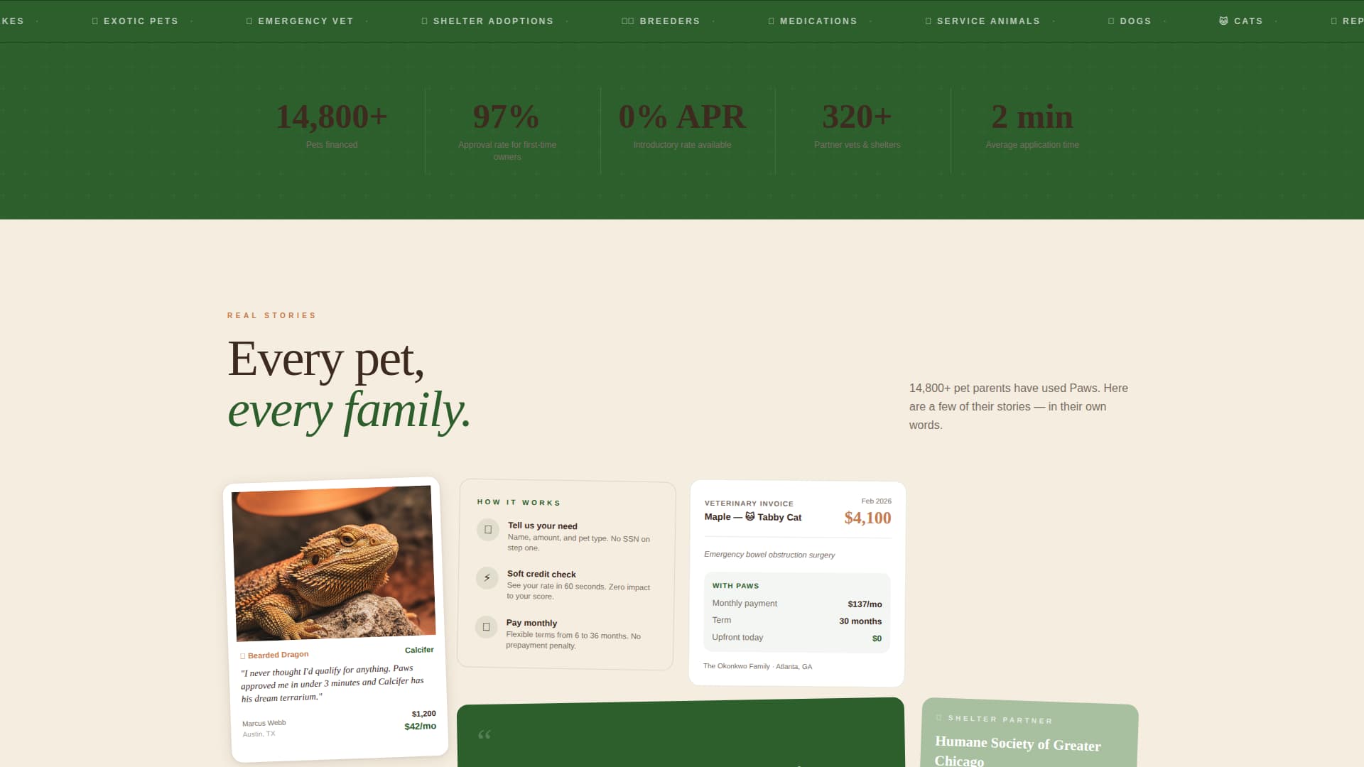 Paws - Compassionate Petfinancing Landing Page Template