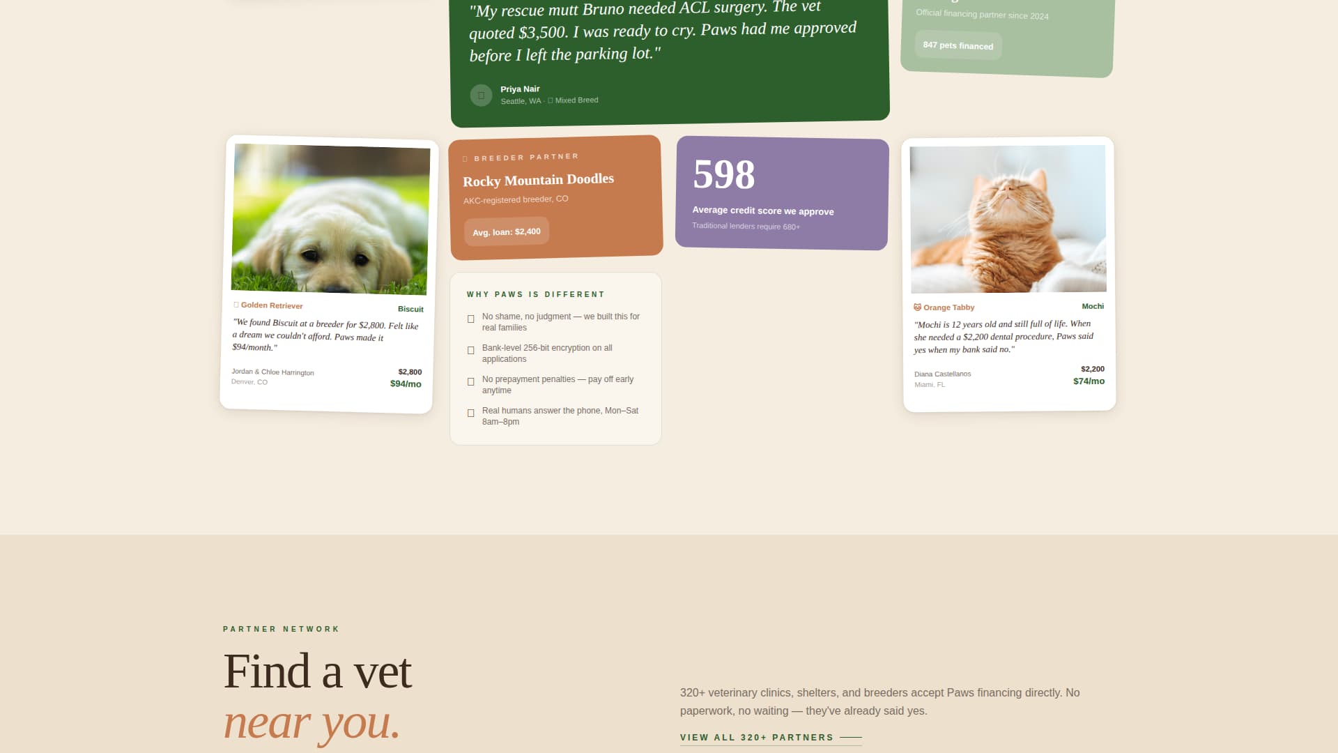 Paws - Compassionate Petfinancing Landing Page Template