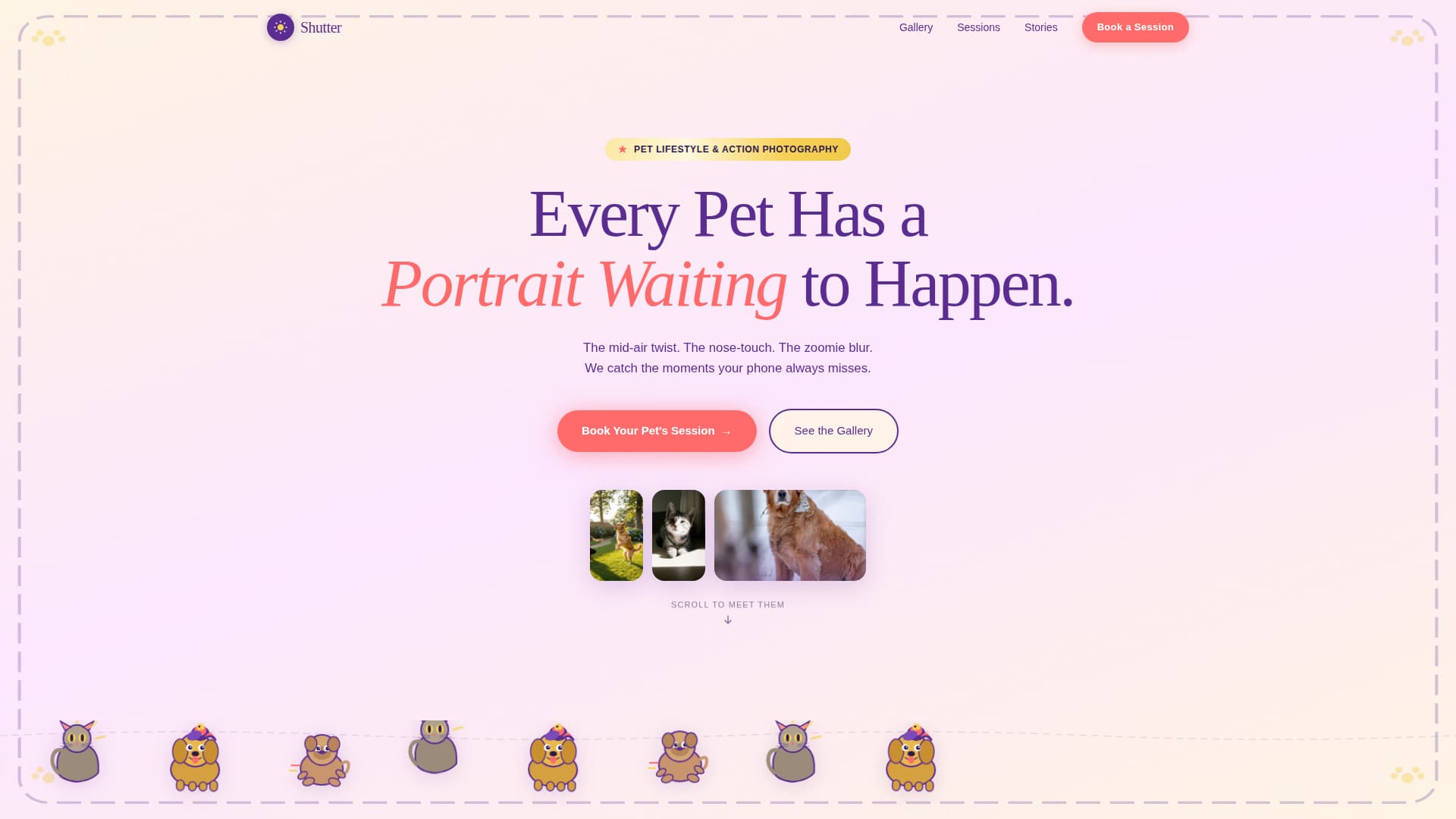Shutter - Heartwarming Petphotography Landing Page Template