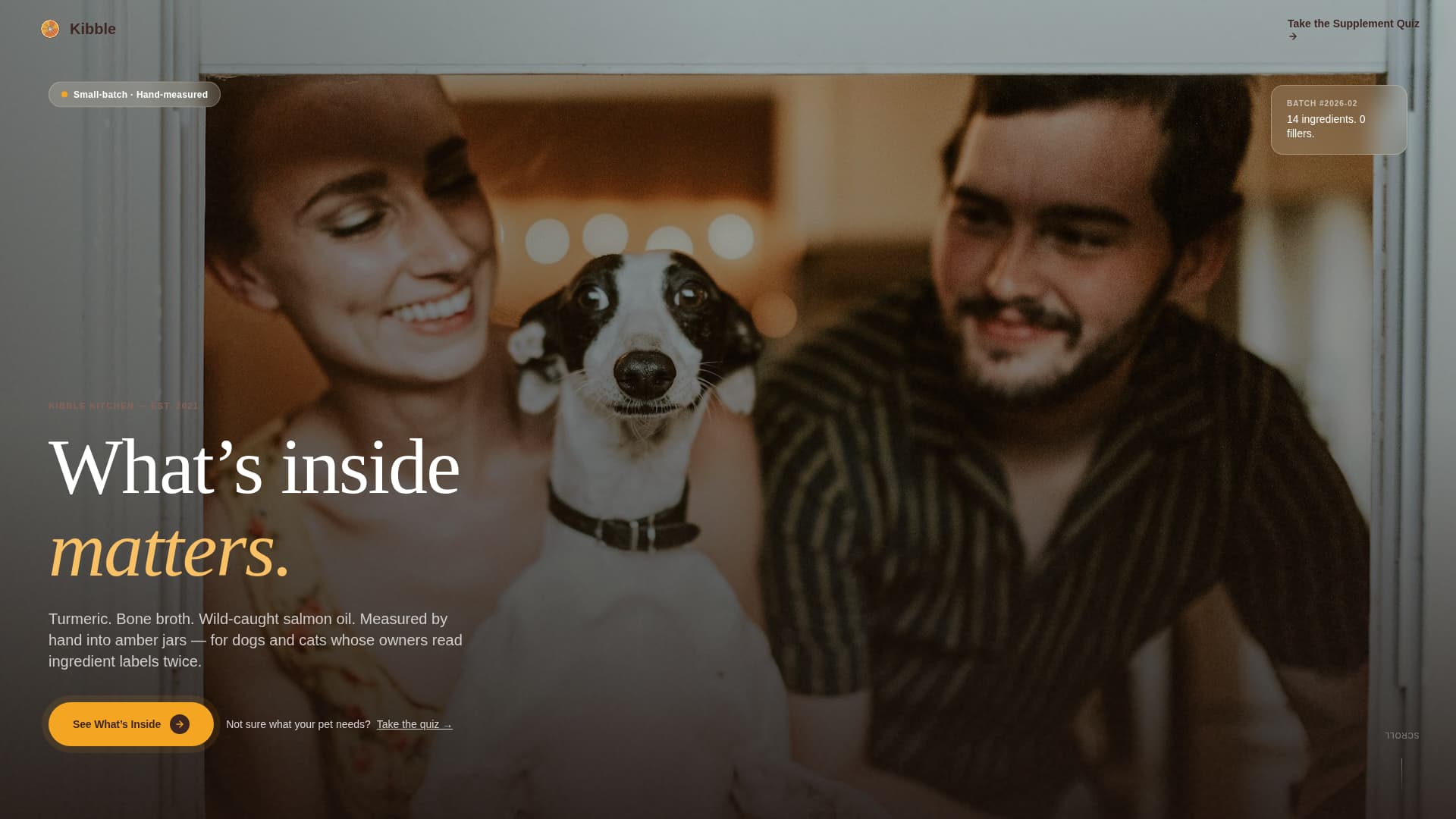 Kibble - Artisan Petsupplement Landing Page Template