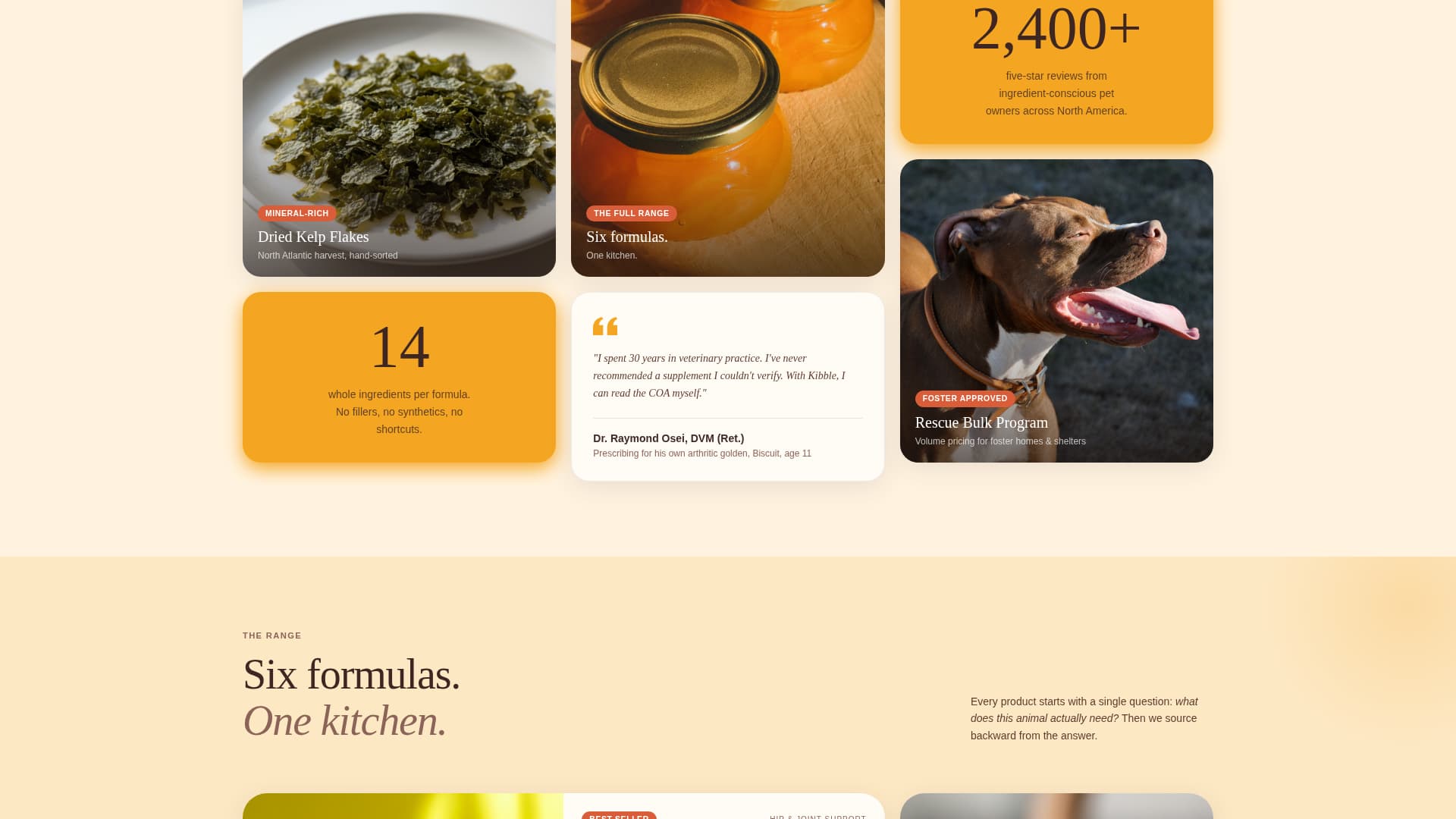 Kibble - Artisan Petsupplement Landing Page Template