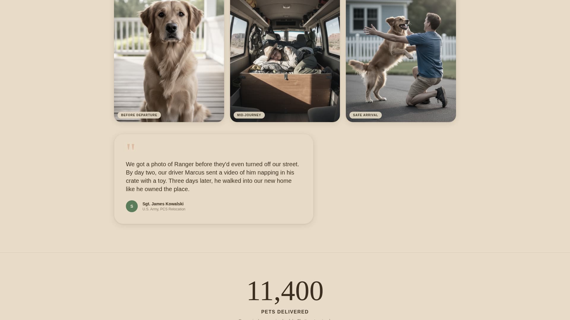 Convoy - Trusted Pettransport Landing Page Template